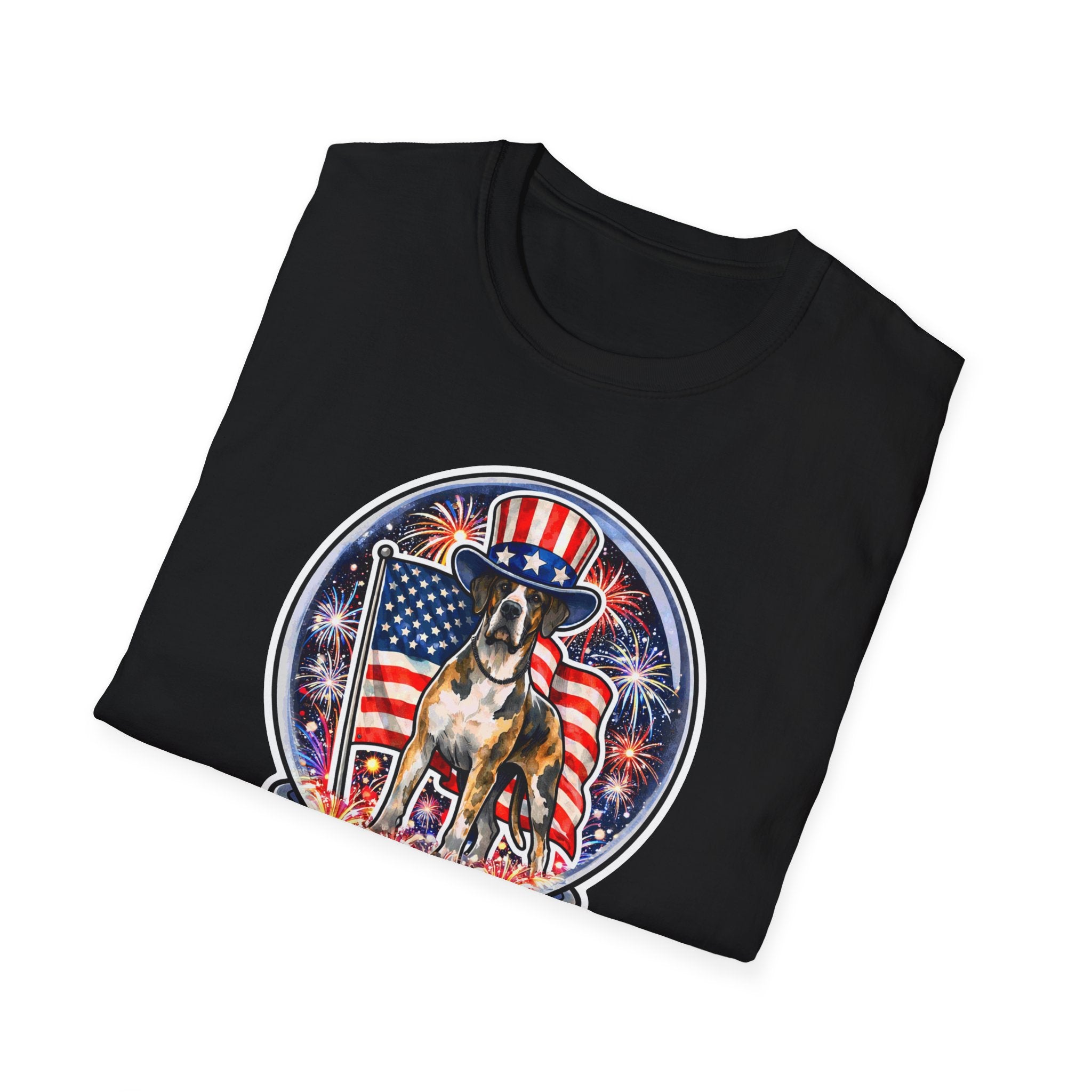Guarding the Nation Patriotic Guard Dog T-Shirt | Uncle Sam Dog Snow Globe American Flag Graphic Tee | Uncle Sam Pups