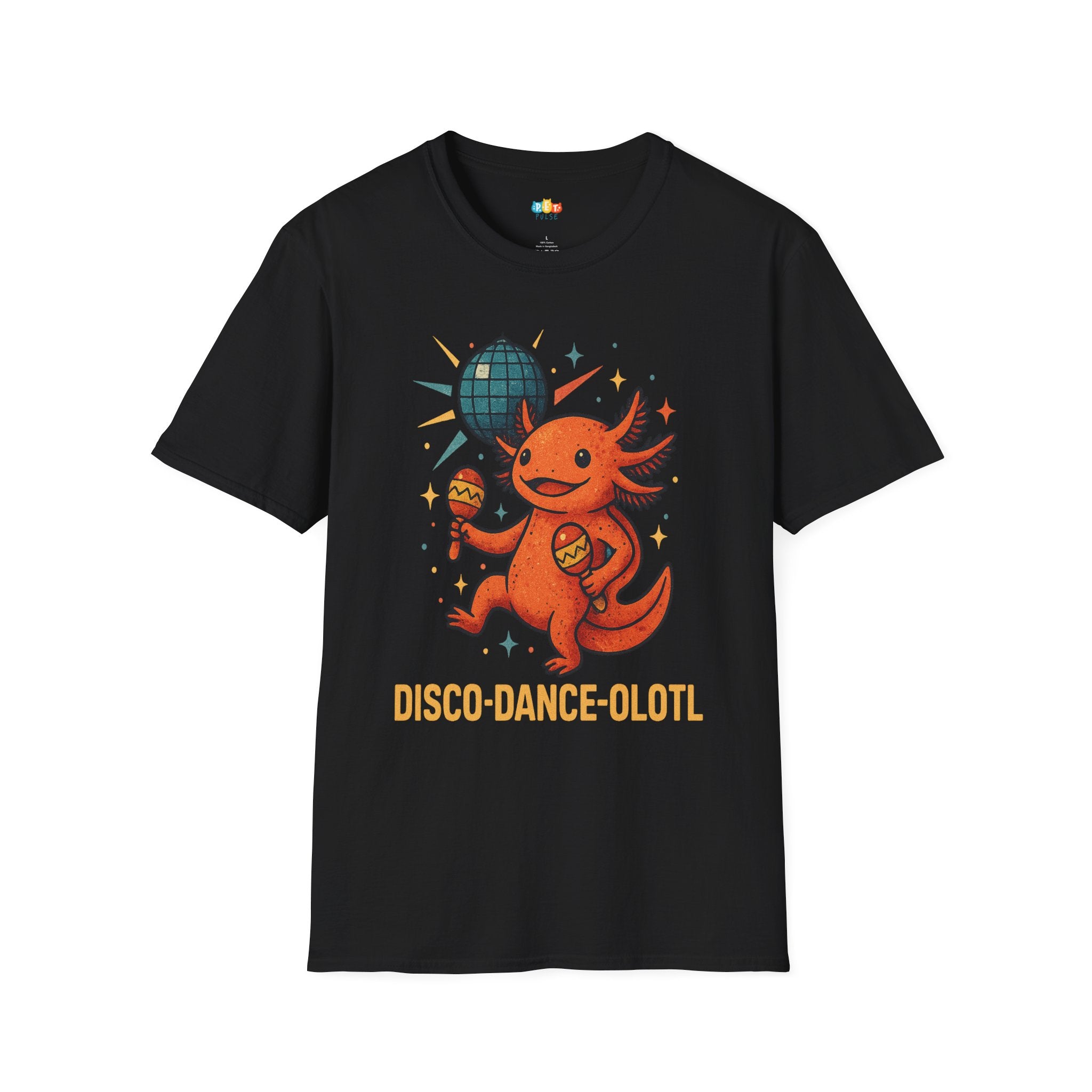 Disco-Dance-Olotl Retro Axolotl Dancing T-Shirt - Funny Animal Pun 70s Disco Party Music Dance Tee