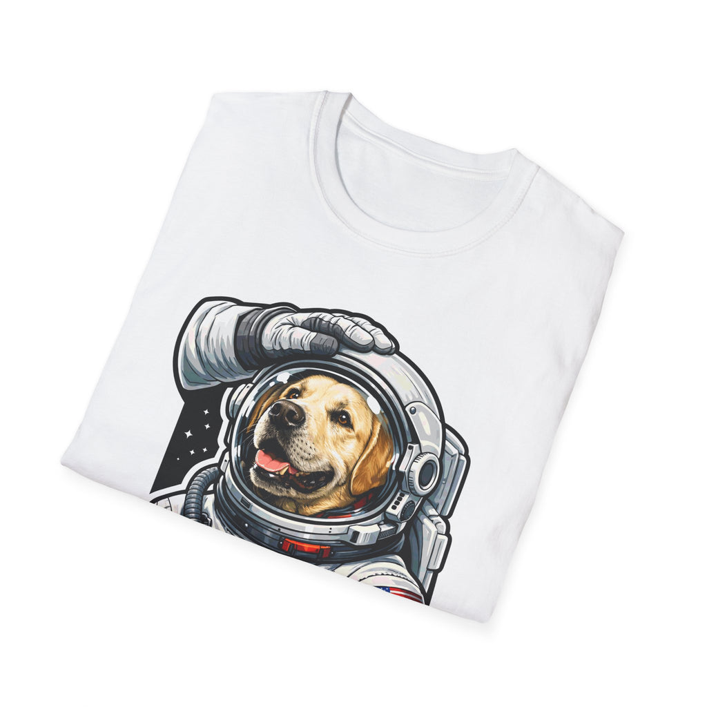 Moon's First Good Boy T-Shirt — Astronaut Dog Space Tee Moon’s First Good Boy Funny Astronaut Labrador T-Shirt | Cosmic Encounters Collection by PetPulse