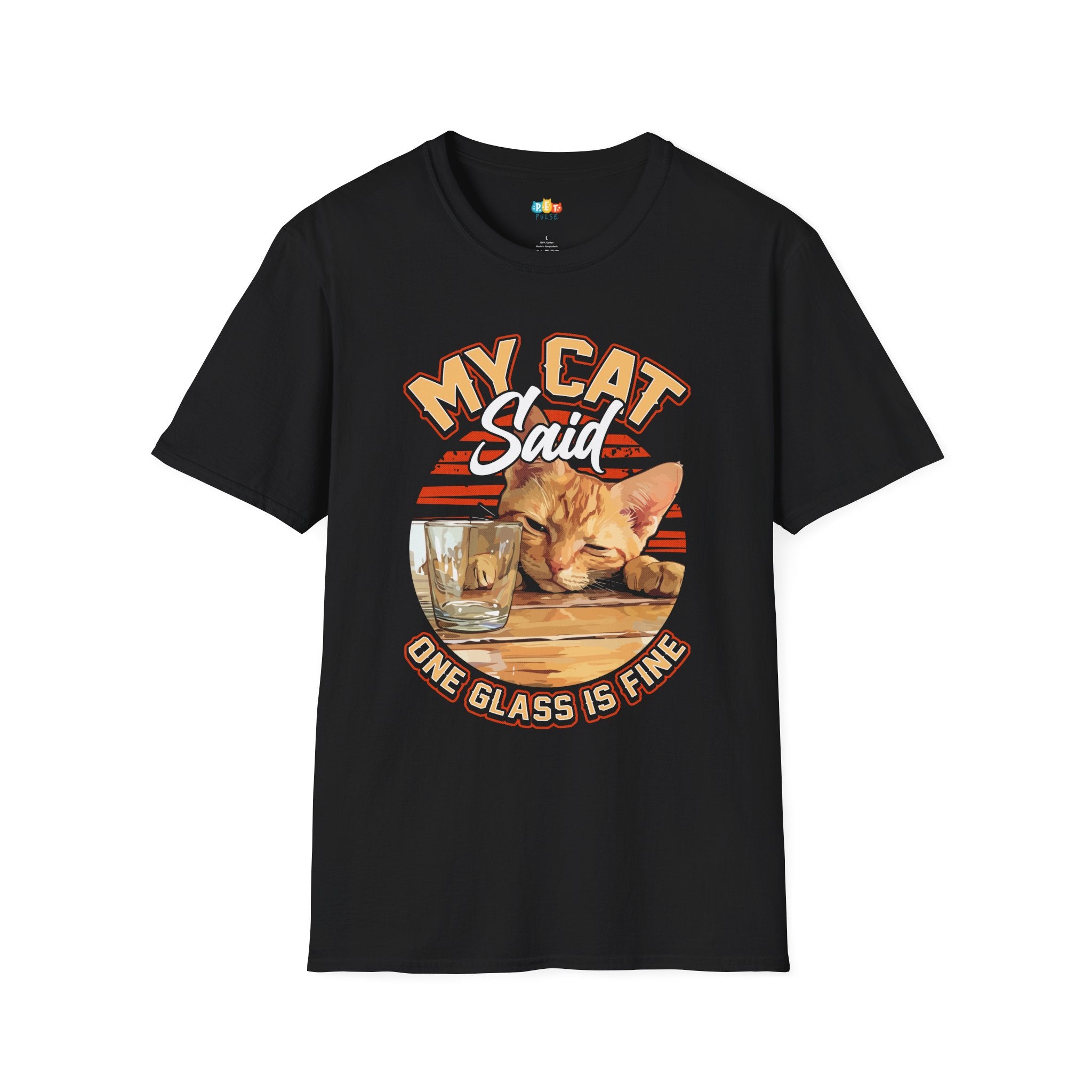 My Cat One Glass Is Fine T-Shirt - Funny Wine Lover Cat Mom Drinking Humor Wine Glass Cat Graphic Tee
