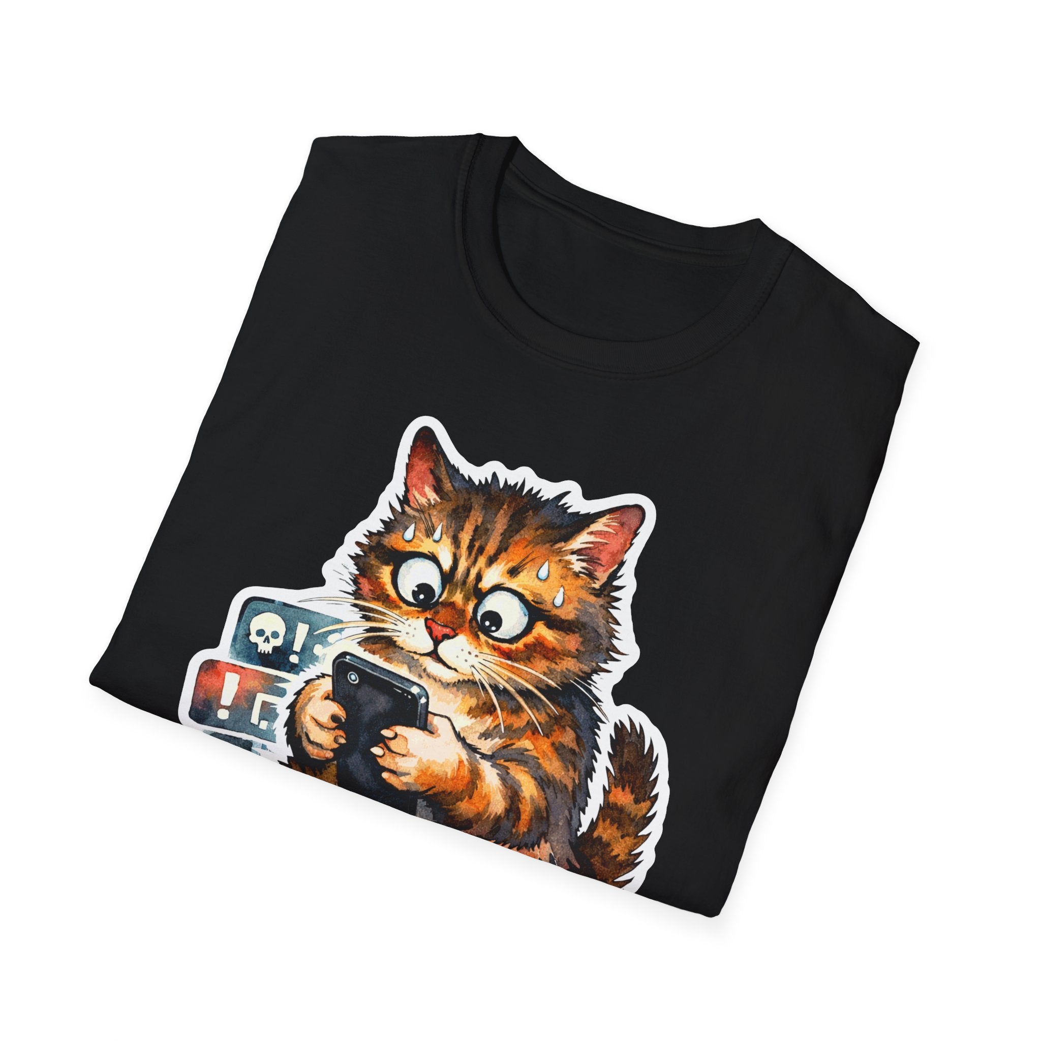Doomscrolling Is A Cat-astrophe Funny Cat Pun T-Shirt | Tech Pack Collection by PetPulse