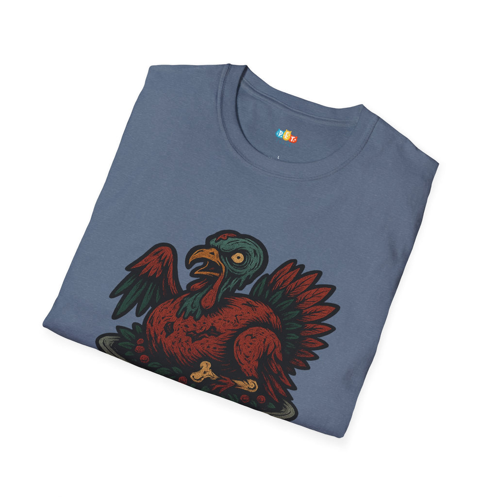 Zombie Turkeys Give No Thanks T-Shirt - Funny Thanksgiving Horror Halloween Undead Bird Graphic Tee