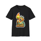 Land of the Golden Funny Golden Retriever Statue of Liberty T-Shirt | Lady Liberty Pups Collection by PetPulse