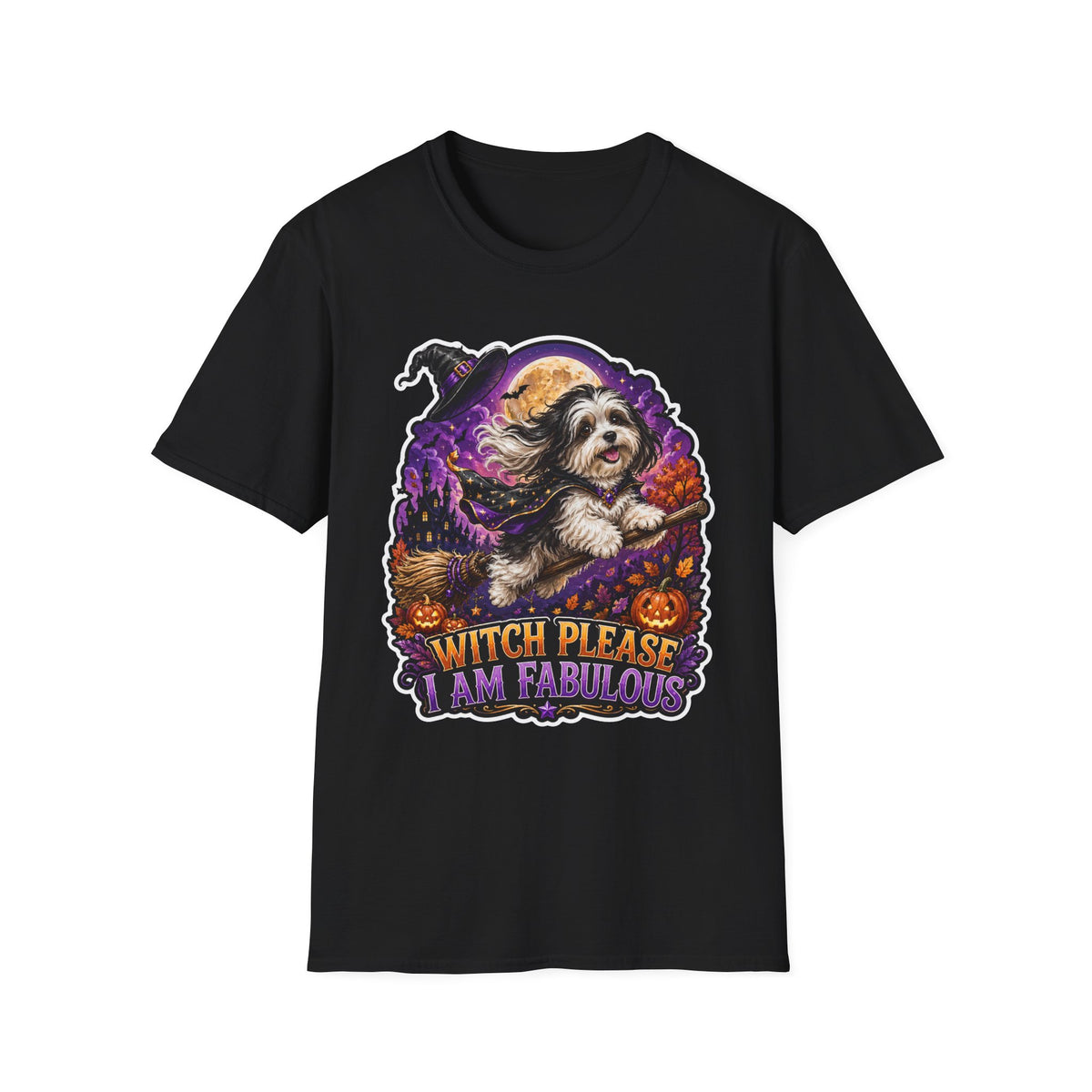 Witch Please I Am Fabulous Flying Witch Dog T-Shirt | Halloween Pet T-Shirts Collection by PetPulse