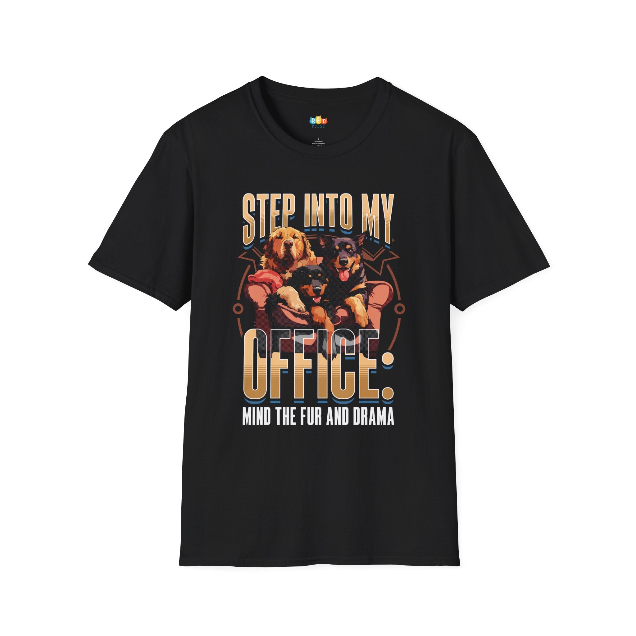 Step Into My Office Mind The Fur And Drama T-Shirt - Funny Multi Pet Owner Gift Home Office Humor Tee