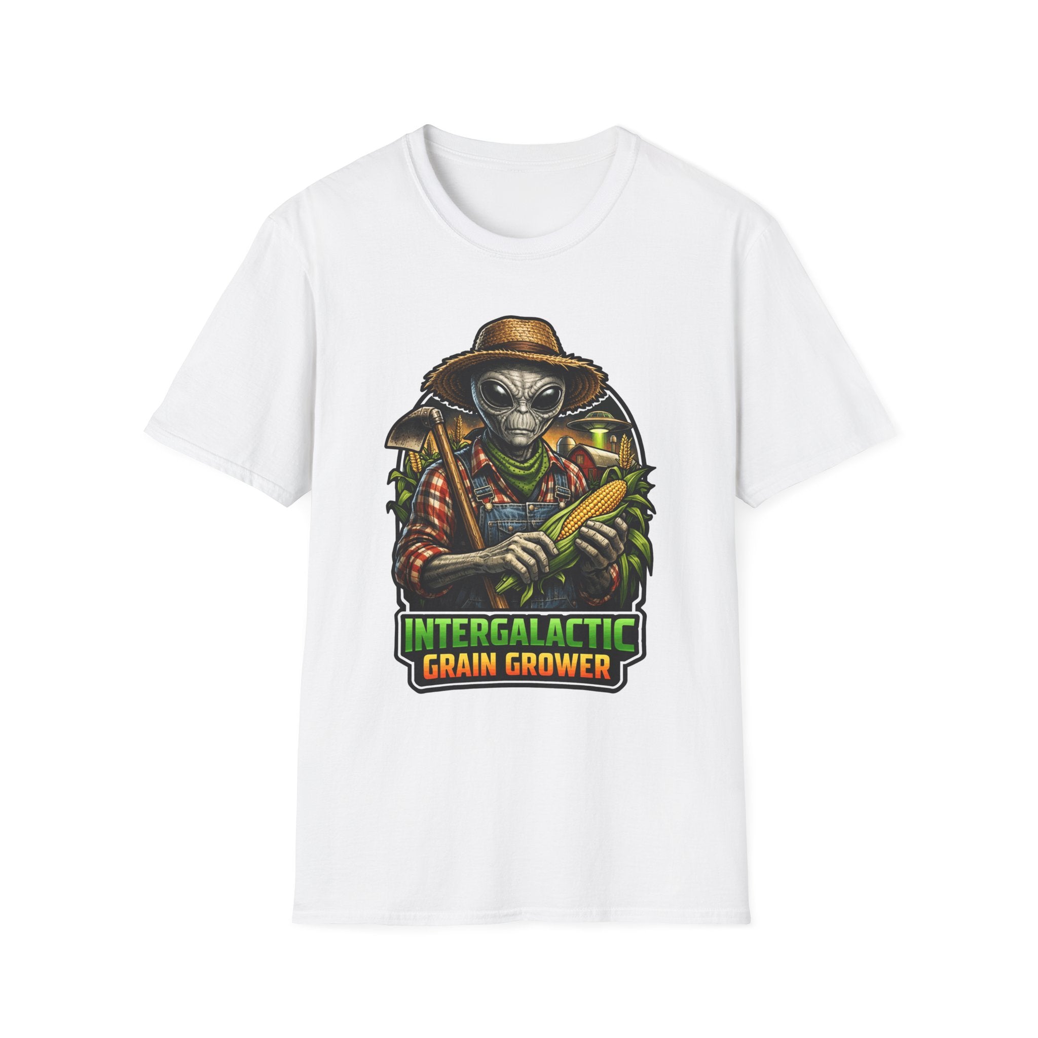 Intergalactic Grain Grower Funny Alien Farmer T-Shirt | Cosmic Encounters Collection by PetPulse