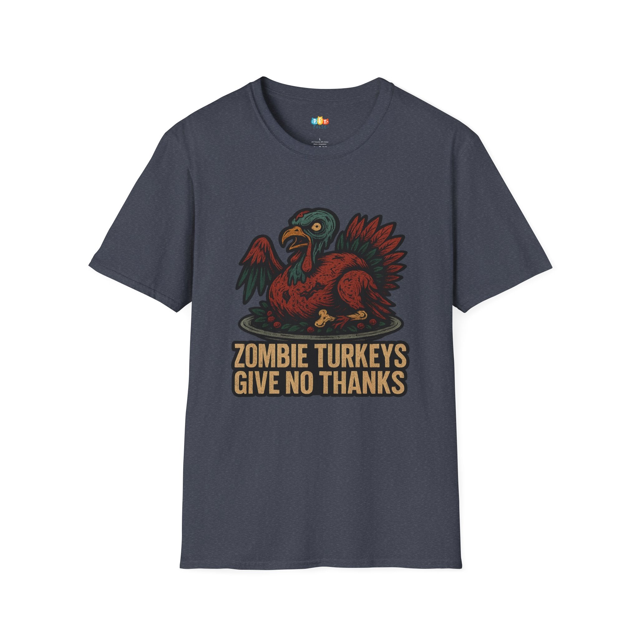 Zombie Turkeys Give No Thanks T-Shirt - Funny Thanksgiving Horror Halloween Undead Bird Graphic Tee