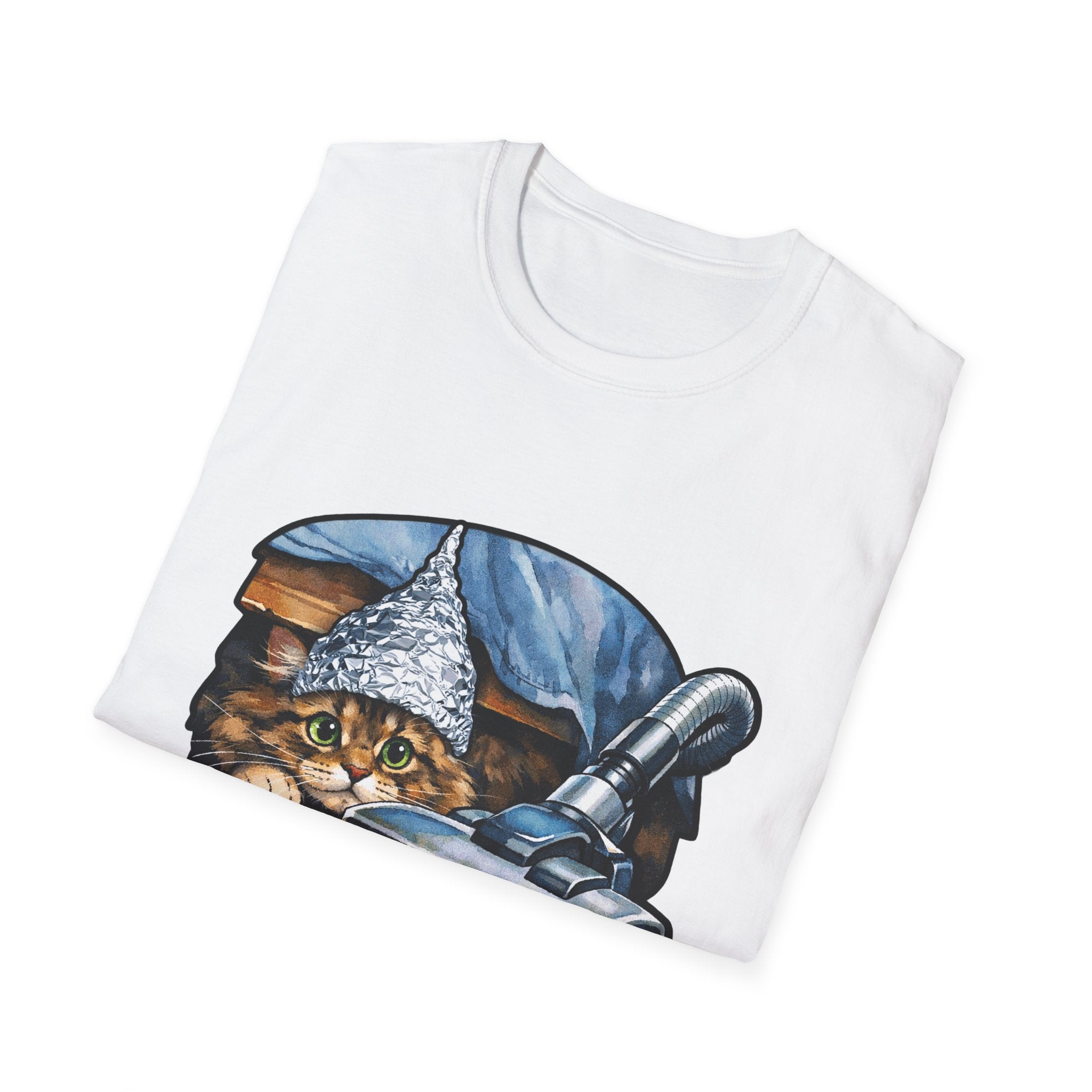 The Vacuum Is Listening Funny Conspiracy Cat T-Shirt | Cat-Spiracy Theorist Series | Pet-Spiracy Theorist Collection by PetPulse