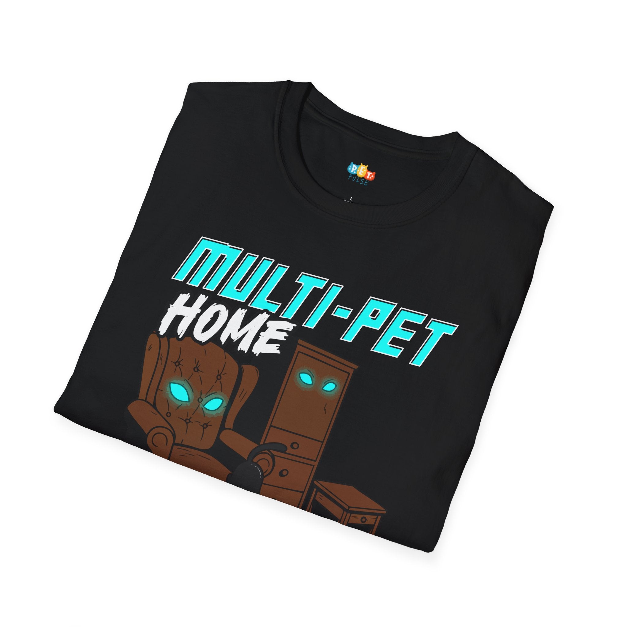 Multi Pet Home Where Silence Is Suspicious T-Shirt - Funny Pet Parent Chaos Warning Sign Humor Tee