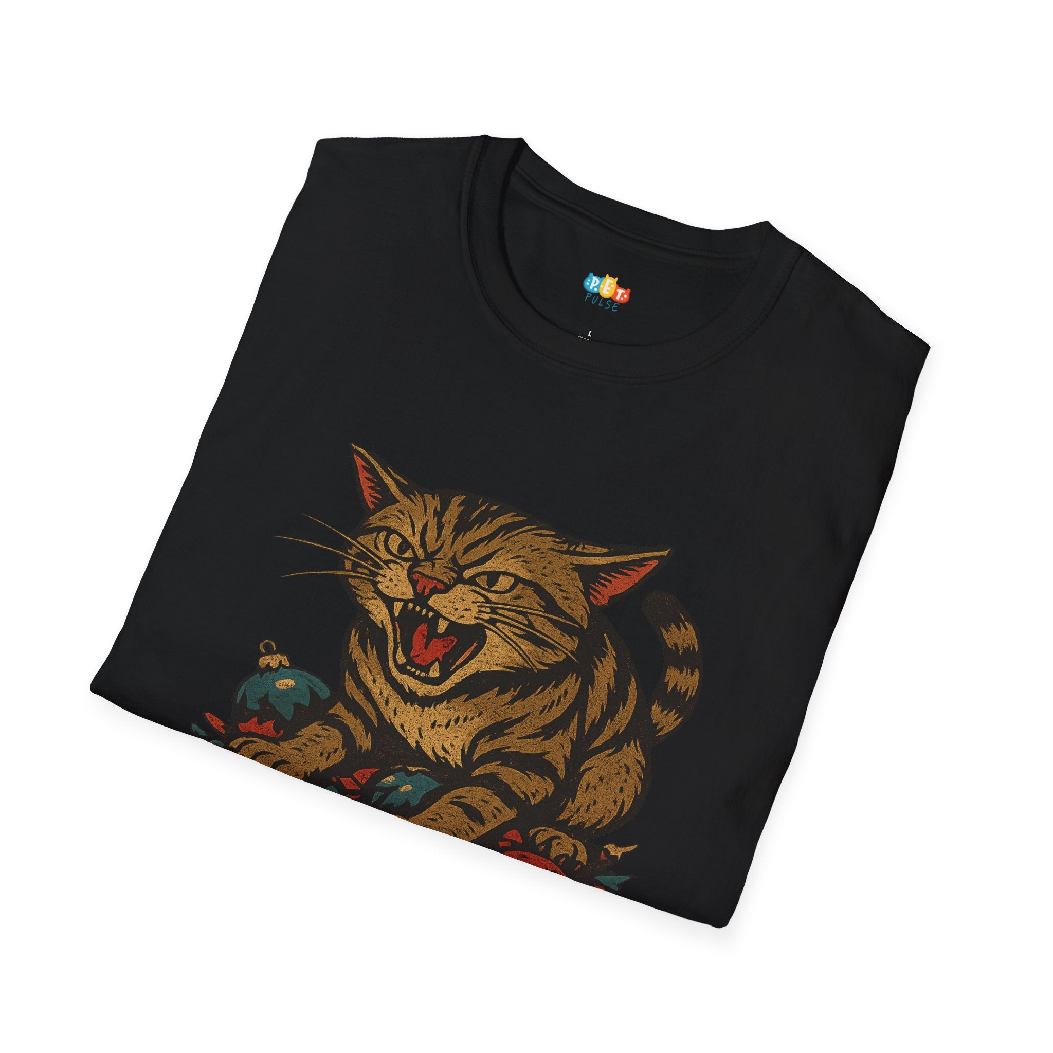 Nice Is Overrated Christmas T-Shirt - Funny Feral Cat Ornament Destroyer Naughty List Vintage Xmas Tee