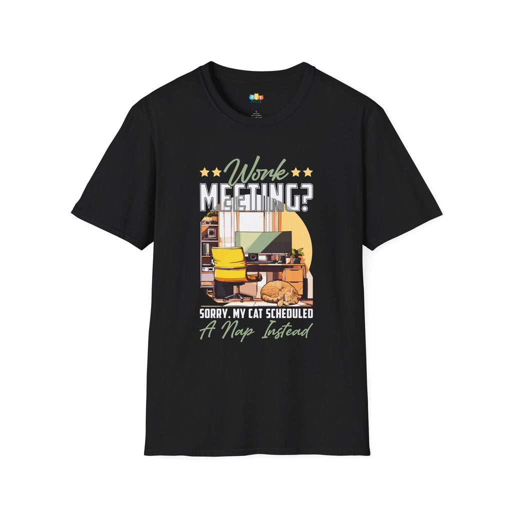 Work Meeting Sorry My Cat Scheduled A Nap Instead T-Shirt - Funny Pet Parent Work From Home Gift Humor Tee