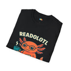 Readolotl Reading Axolotl T-Shirt - Funny Book Lover Coffee Reader Bookworm Literature Student Tee
