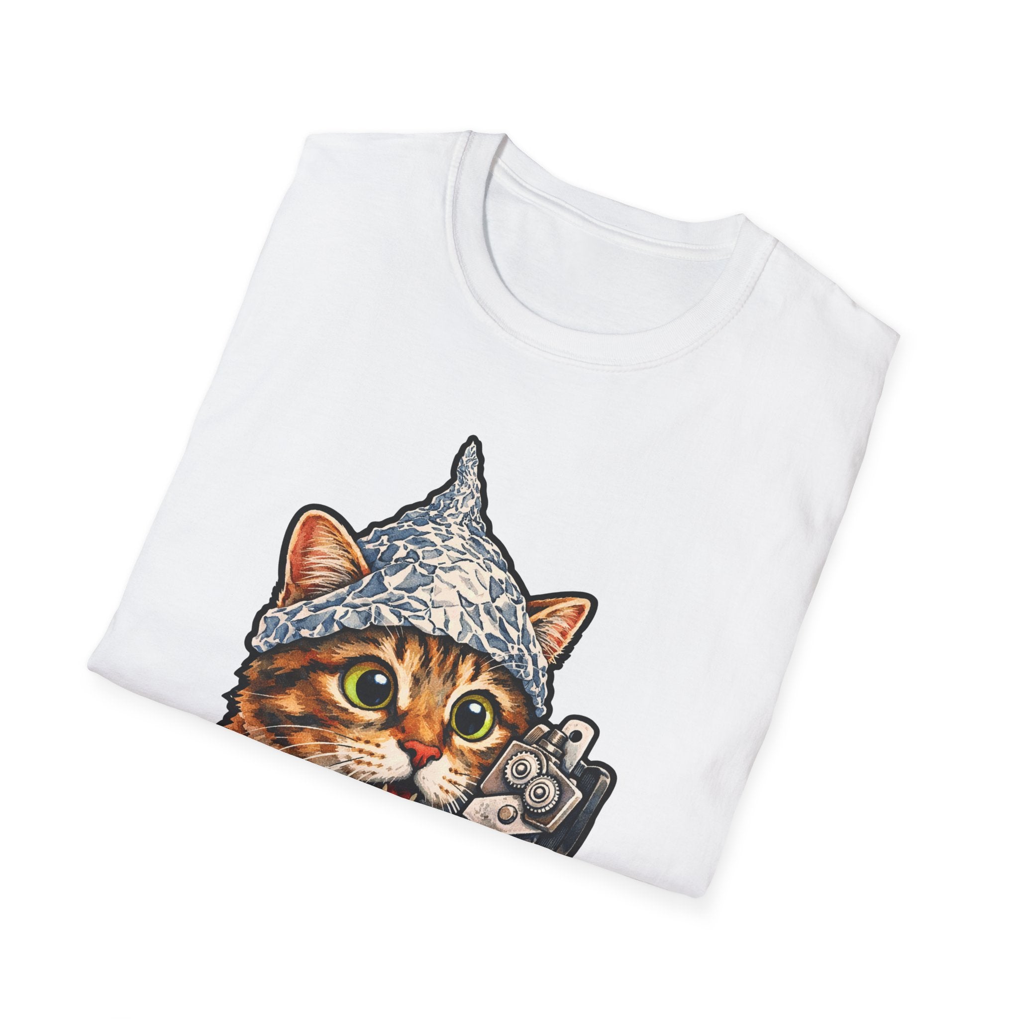 Question the Can Opener Funny Conspiracy Cat T-Shirt | Cat-Spiracy Theorist Series | Pet-Spiracy Theorist Collection by PetPulse