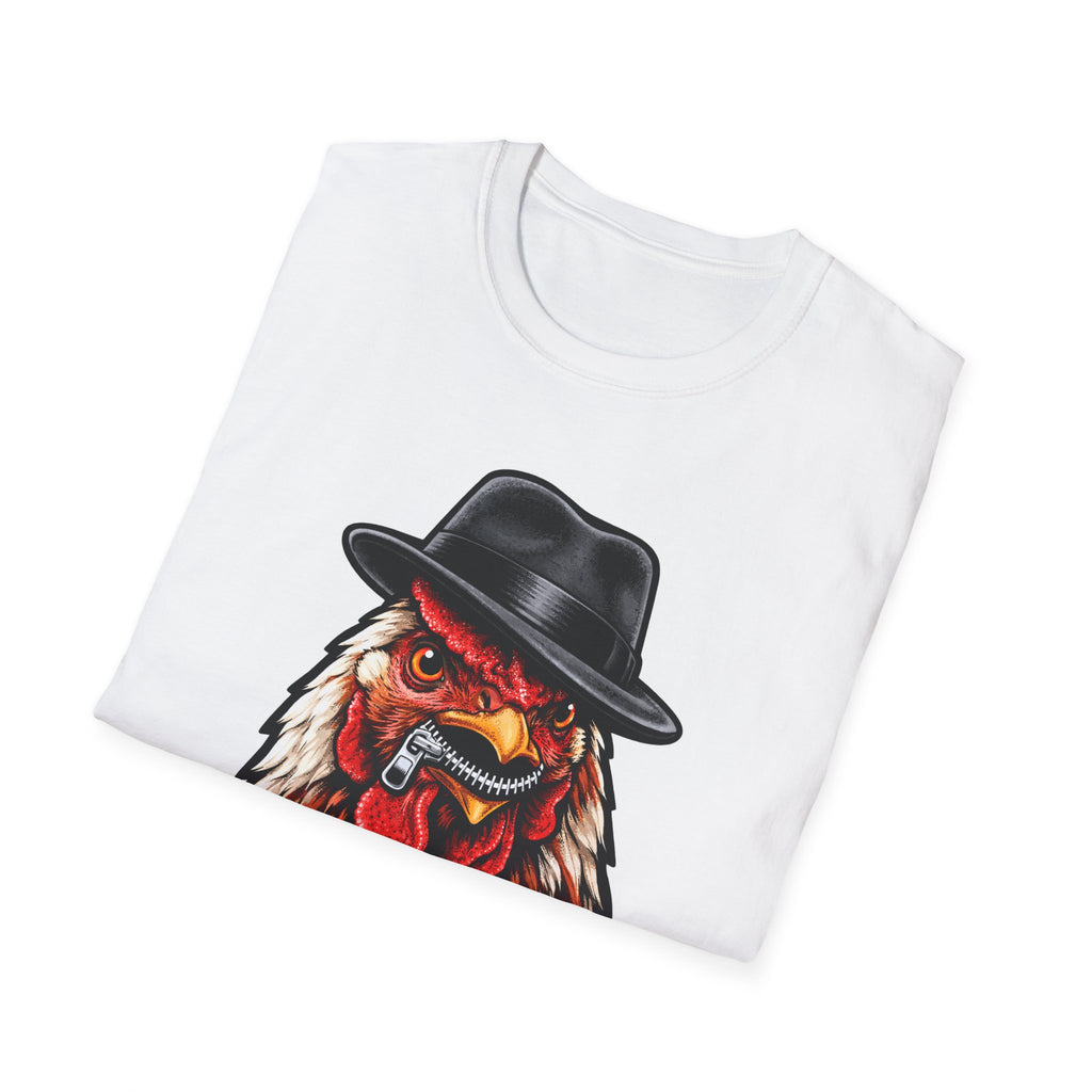 Never Squawk To Cops Funny Chicken T-Shirt | Zippered Beak Rooster Graphic Tee for Chicken Owners | PetPulse