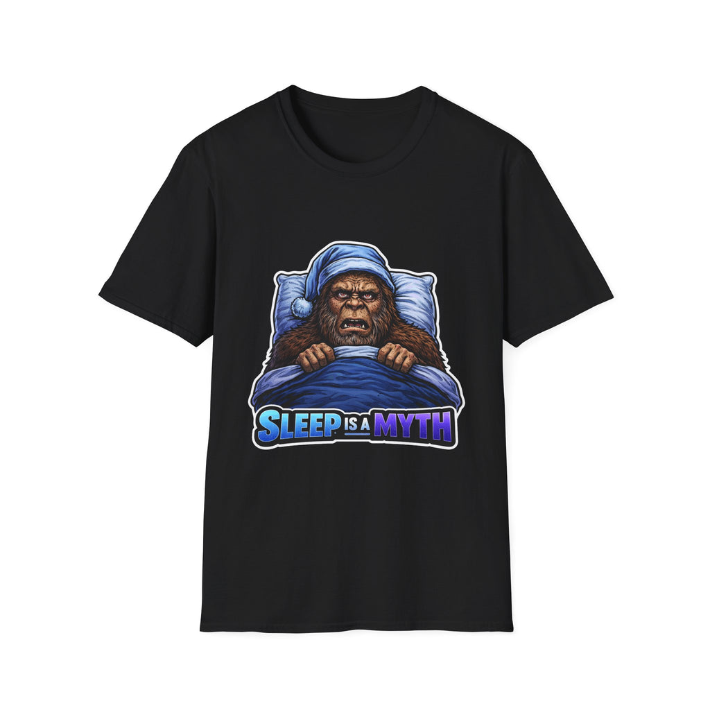 Sleep Is A Myth Funny Bigfoot Nightcap T-Shirt | Cryptid Companions Collection by PetPulse