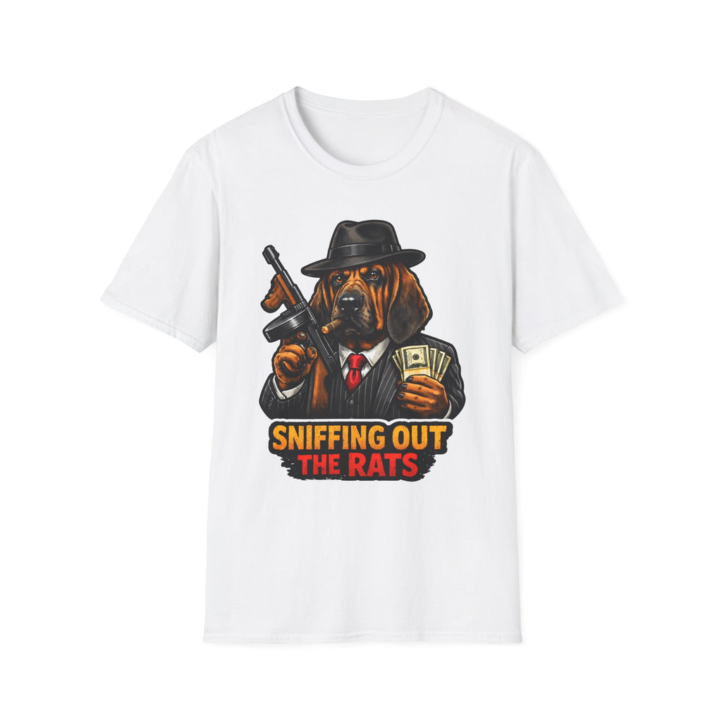 Sniffing Out the Rats Funny Mobster Bloodhound T-Shirt | The Dog Father Collection by PetPulse