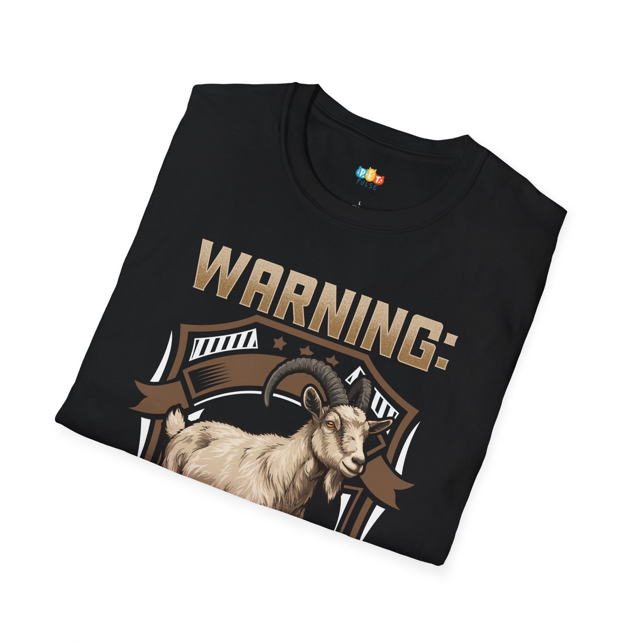 Warning Goat Logic In Progress T-Shirt - Funny Farm Life Rural Country Living Goat Farmer Logic Graphic Tee