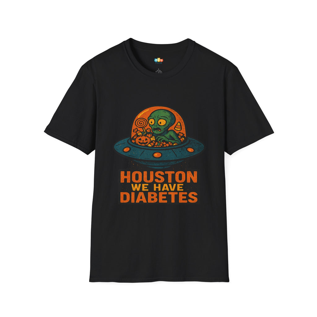 Houston We Have Diabetes Alien UFO Halloween T-Shirt - Funny Space Candy Halloween Sci-Fi Tee