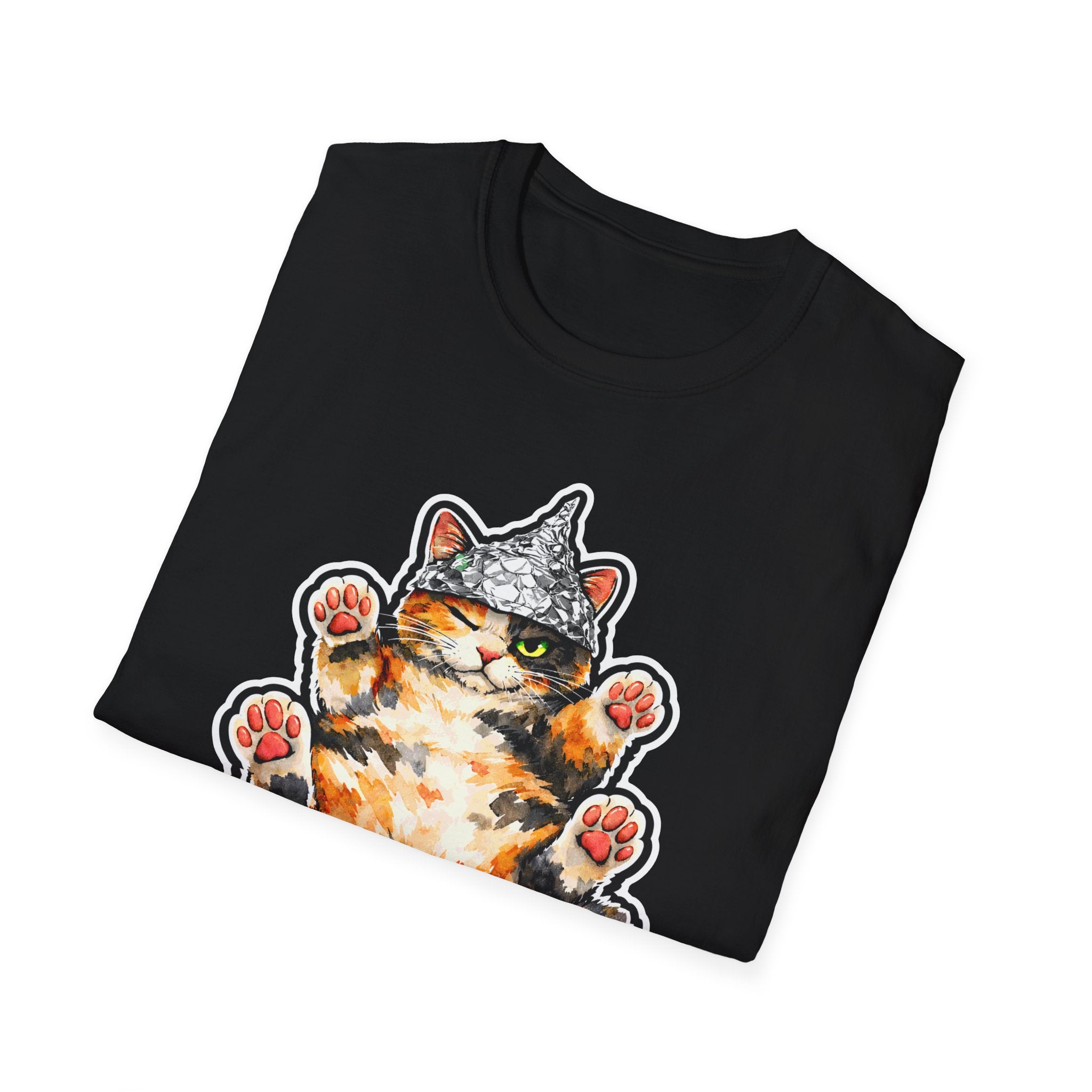 Resist the Belly Rub Funny Conspiracy Calico Cat T-Shirt | Cat-Spiracy Theorist Series | Pet-Spiracy Theorist Collection by PetPulse