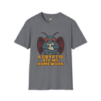 A Cryptid Ate My Homework T-Shirt - Funny Mothman Student School Excuse Legendary Creature Tee