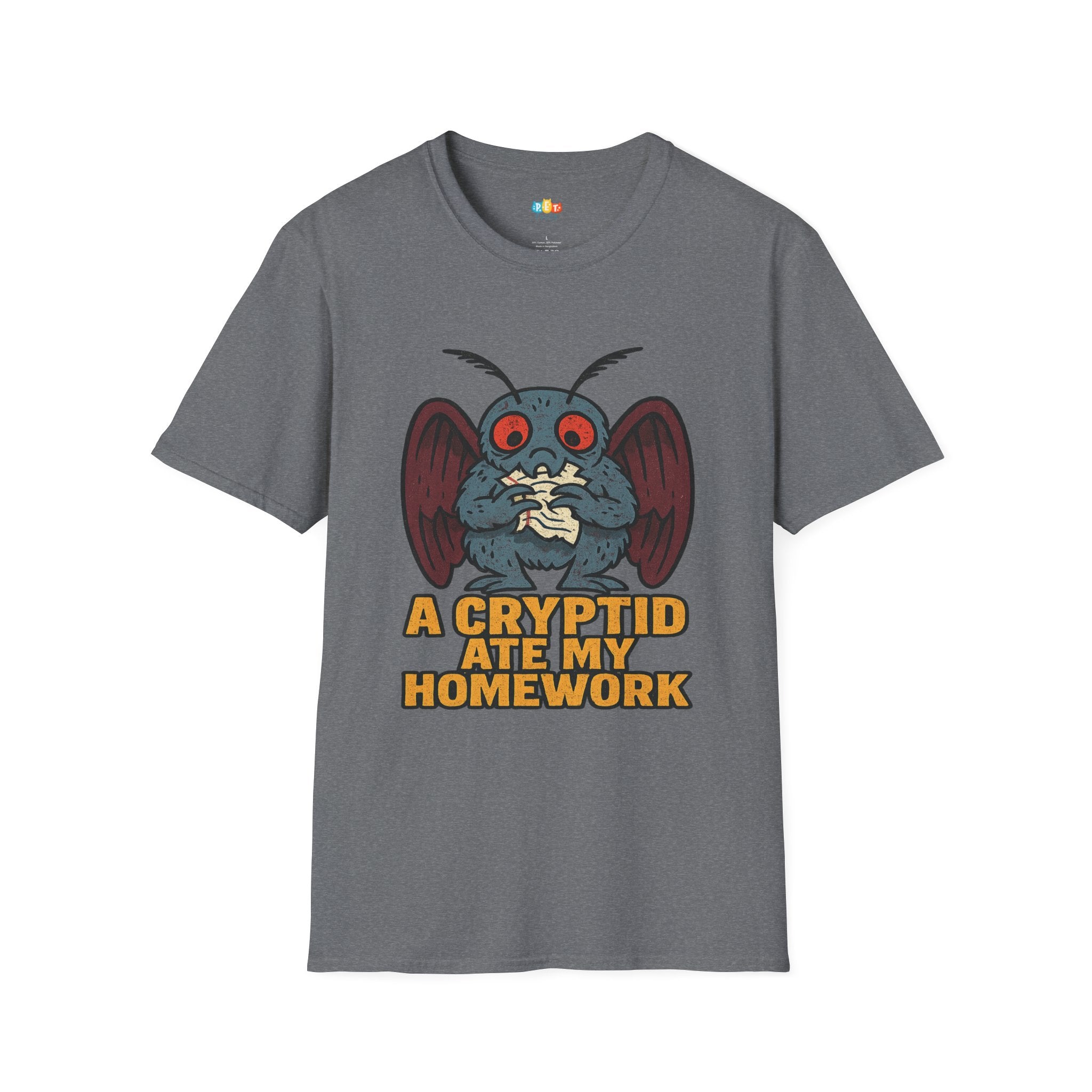 A Cryptid Ate My Homework T-Shirt - Funny Mothman Student School Excuse Legendary Creature Tee