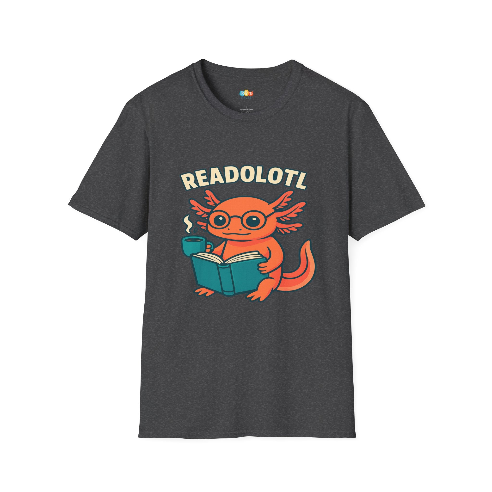 Readolotl Reading Axolotl T-Shirt - Funny Book Lover Coffee Reader Bookworm Literature Student Tee