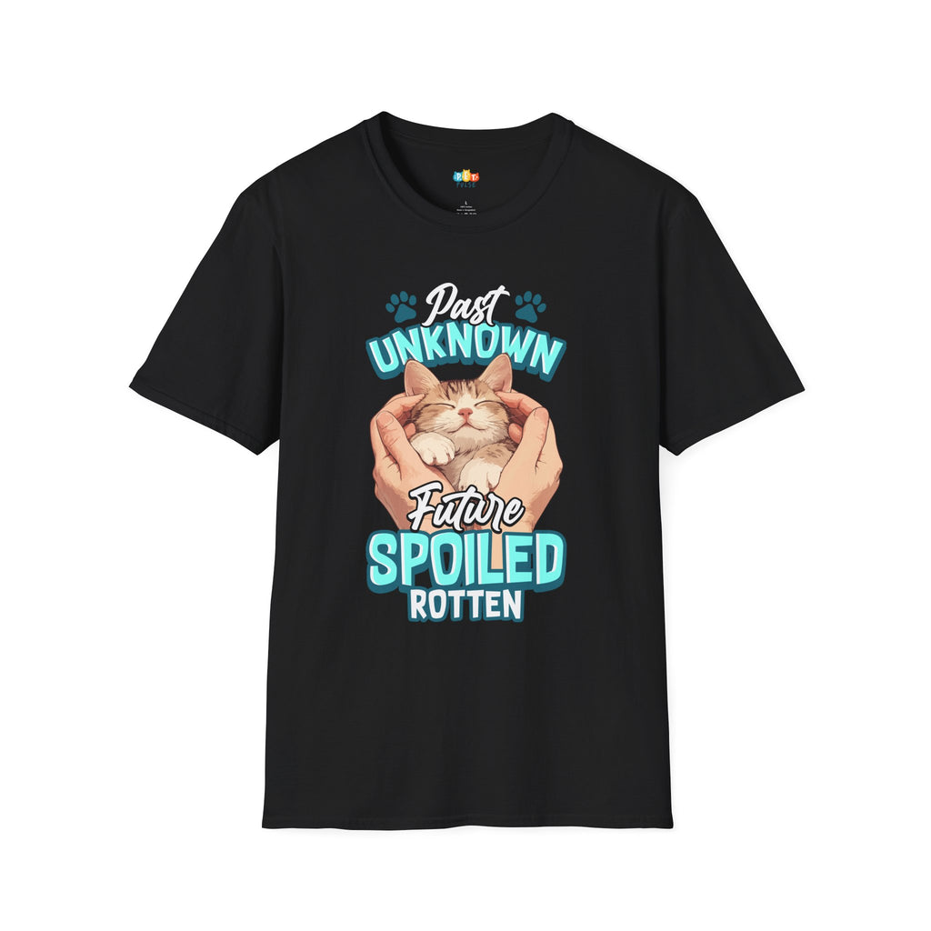 Unknown Future Spoiled Rotten Cat T-Shirt - Rescue Cat Parent Hero Tabby Kitten Graphic Tee