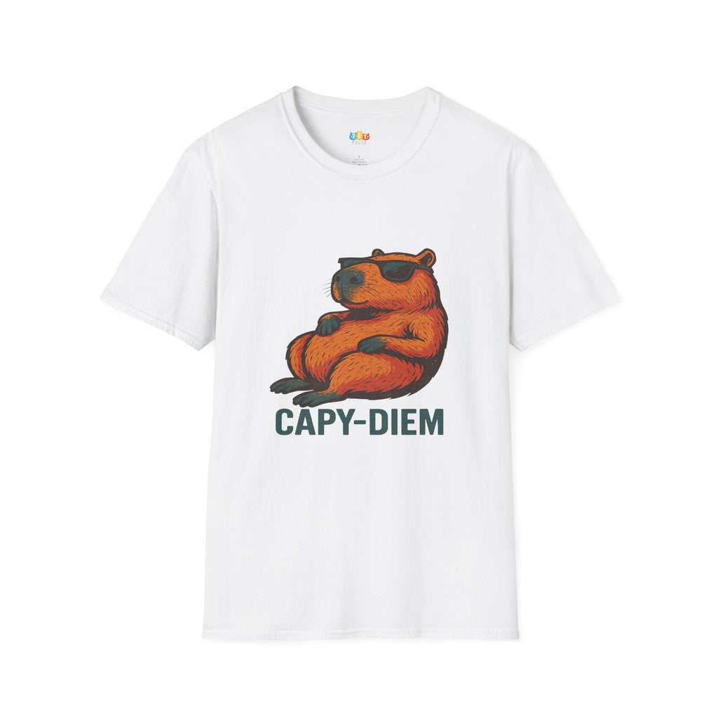 Capy-Diem Cool Capybara Sunglasses T-Shirt - Funny Chill Vibes Seize The Day Animal Lover Graphic Tee