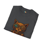 Steampunk Cat T-Shirt - Funny Mechanical Feline Victorian Gears Goggles Engineer Cyberpunk Graphic Tee