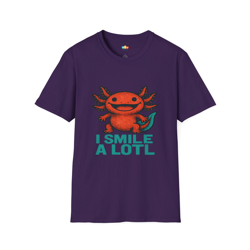 I Smile A Lotl Happy Axolotl Pun T-Shirt - Funny Animal Cute Amphibian Positive Vibes Joy Tee
