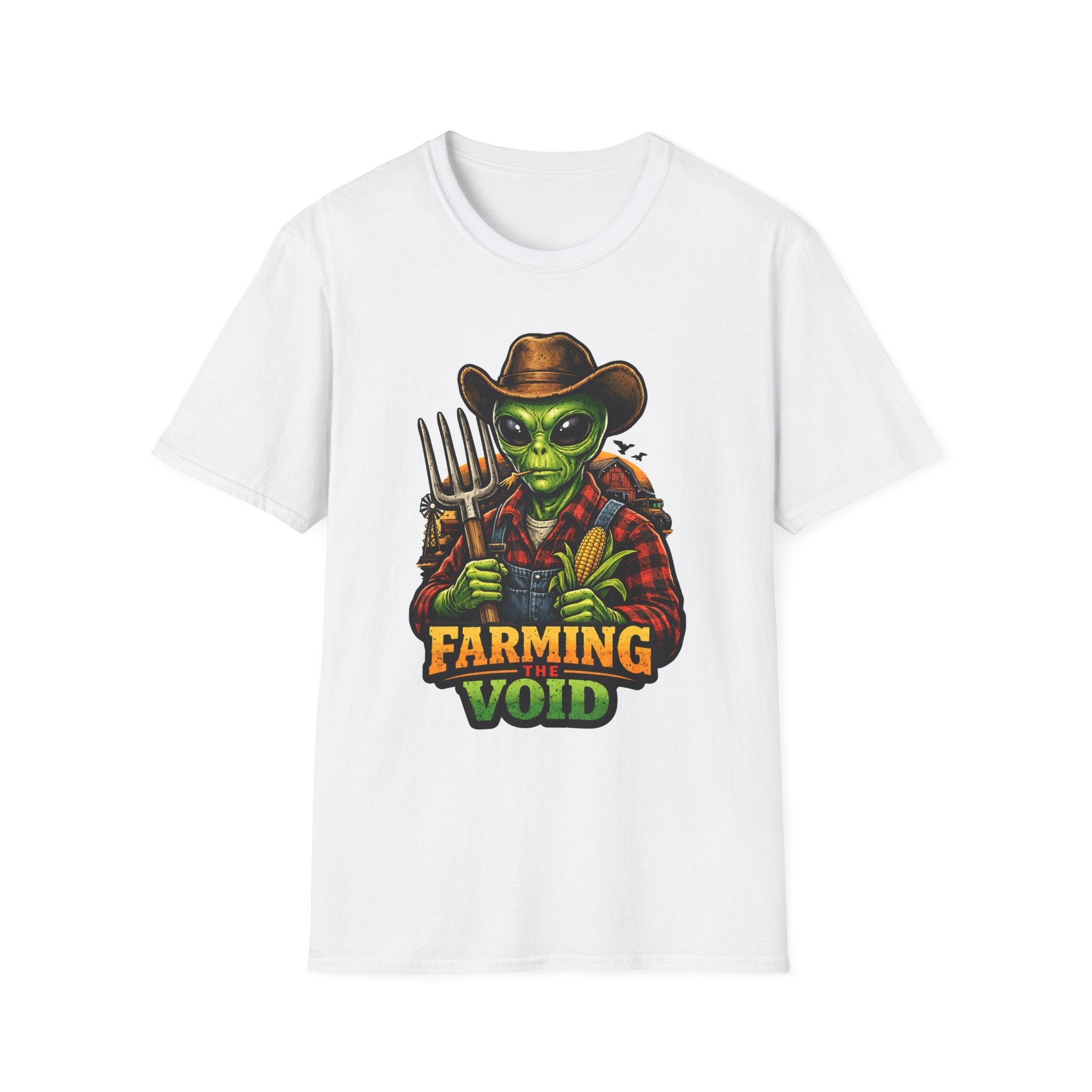 Farming the Void Funny Alien Farmer T-Shirt | Cosmic Encounters Collection by PetPulse