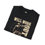 Will Work For Love And Tail Wags T-Shirt - Funny Dog Valentine's Day Pet Owner Work Life Balance Graphic Tee