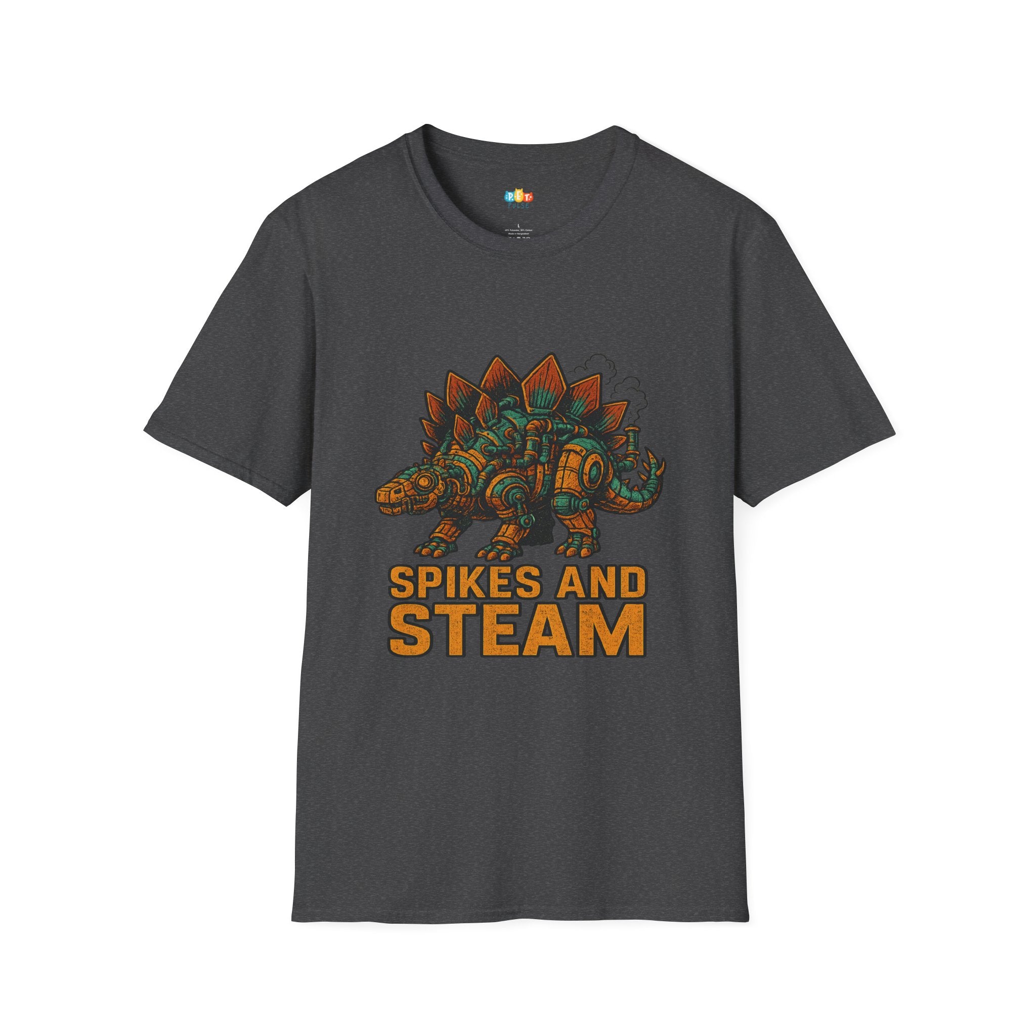 Spikes and Steam Steampunk Stegosaurus T-Shirt - Funny Mechanical Dinosaur Victorian Industrial Graphic Tee