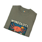 Wineolotl Sophisticated Axolotl Wine Tasting T-Shirt - Funny Animal Pun Vineyard Sommelier Classy Tee