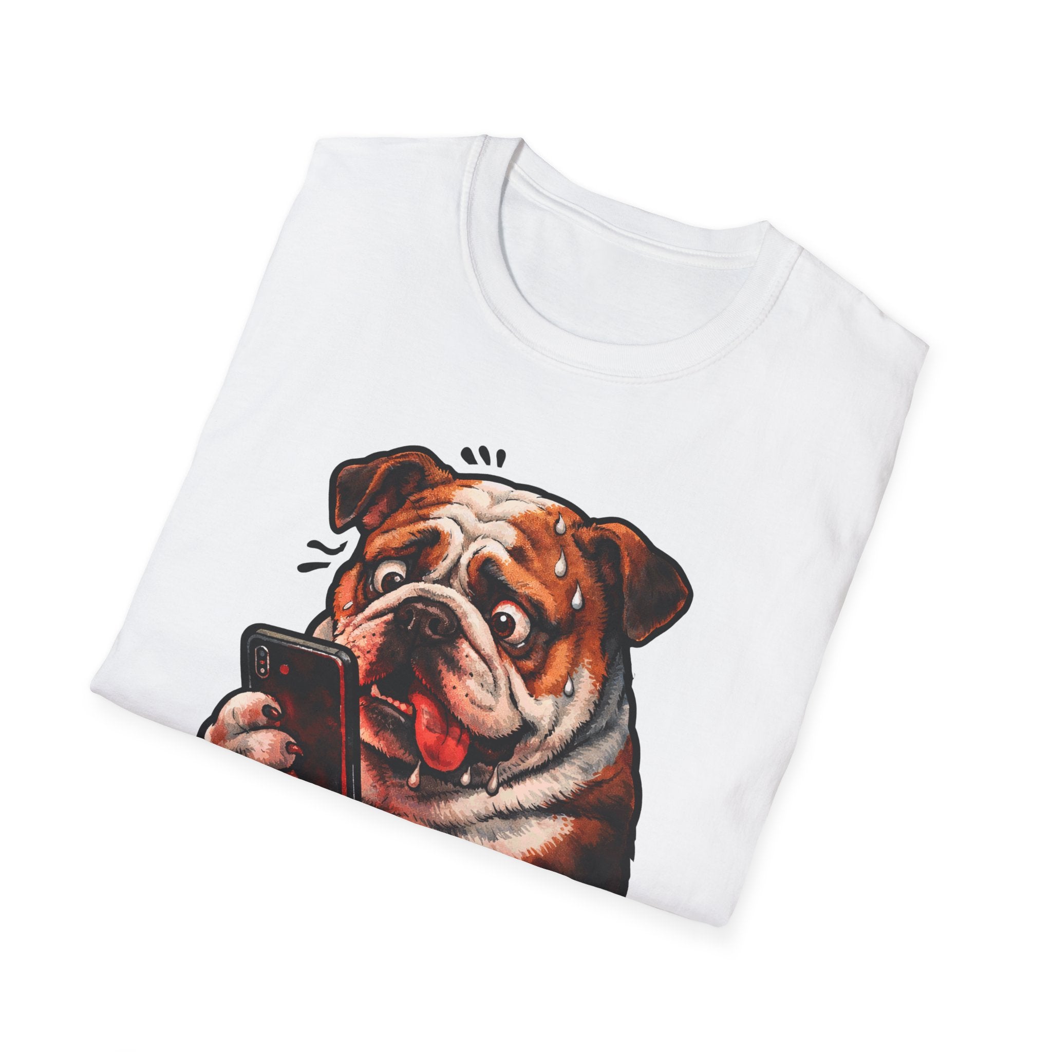 Doggone Doomscrollin Again Funny English Bulldog T-Shirt | Tech Pack Collection by PetPulse