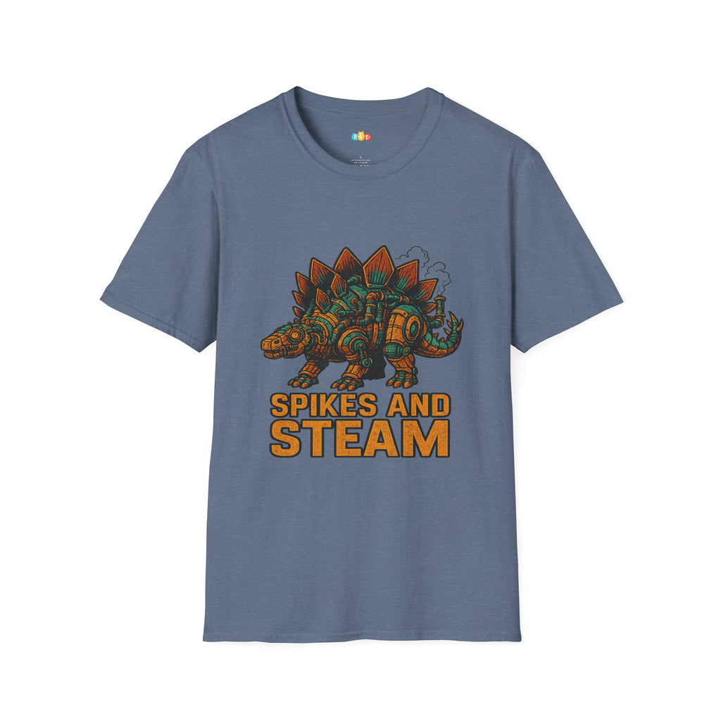 Spikes and Steam Steampunk Stegosaurus T-Shirt - Funny Mechanical Dinosaur Victorian Industrial Graphic Tee