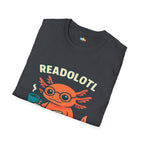 Readolotl Reading Axolotl T-Shirt - Funny Book Lover Coffee Reader Bookworm Literature Student Tee
