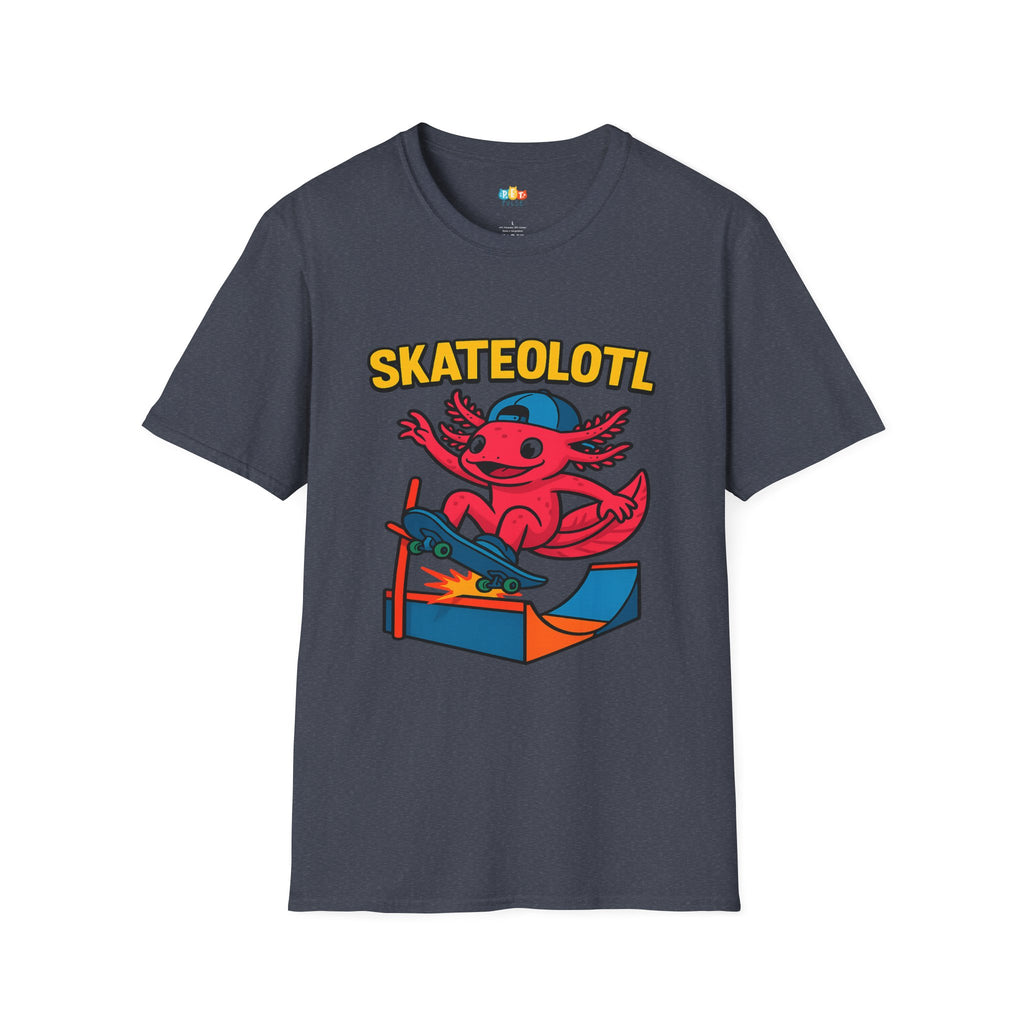 Skateolotl Rad Axolotl Skateboard T-Shirt - Funny Animal Pun Skater Cool Street Style Skateboarding Tee