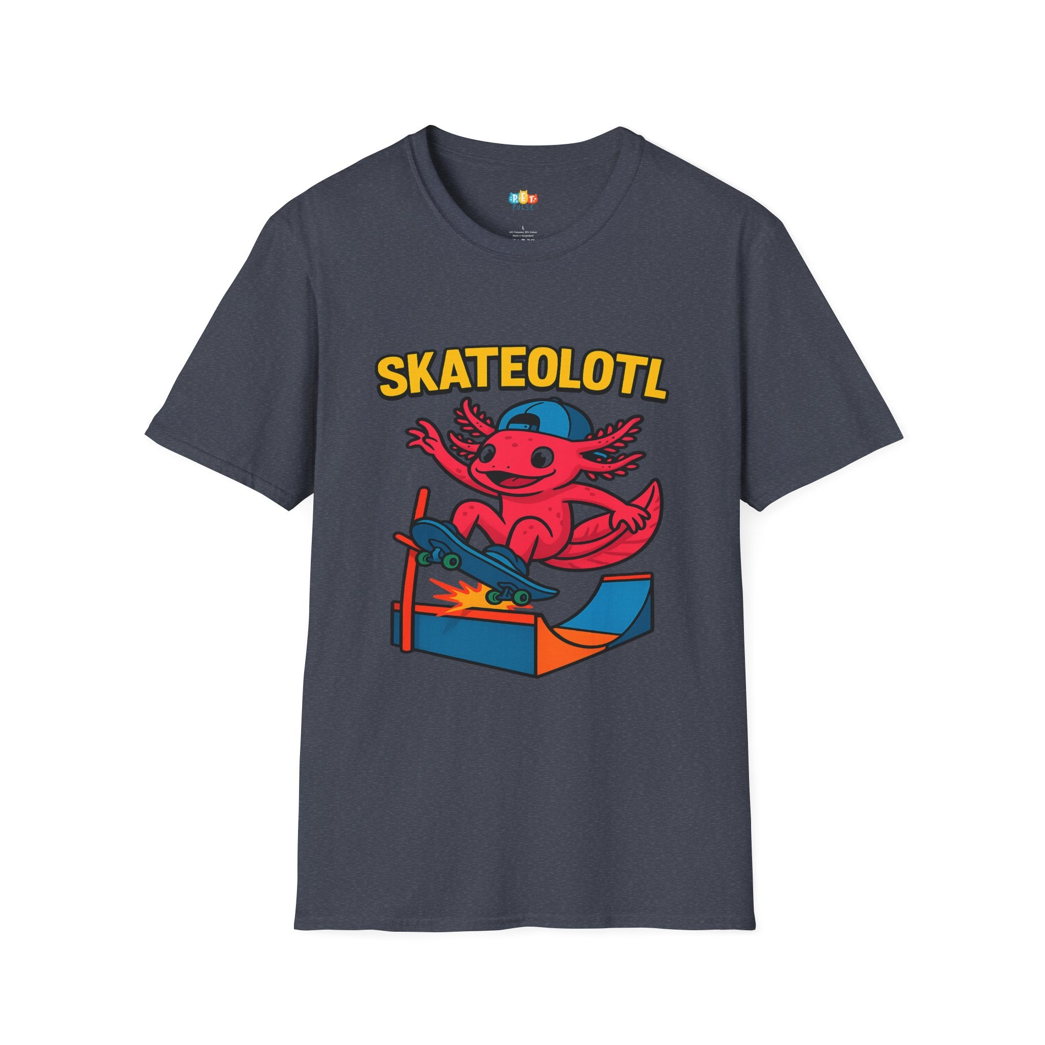 Skateolotl Rad Axolotl Skateboard T-Shirt - Funny Animal Pun Skater Cool Street Style Skateboarding Tee