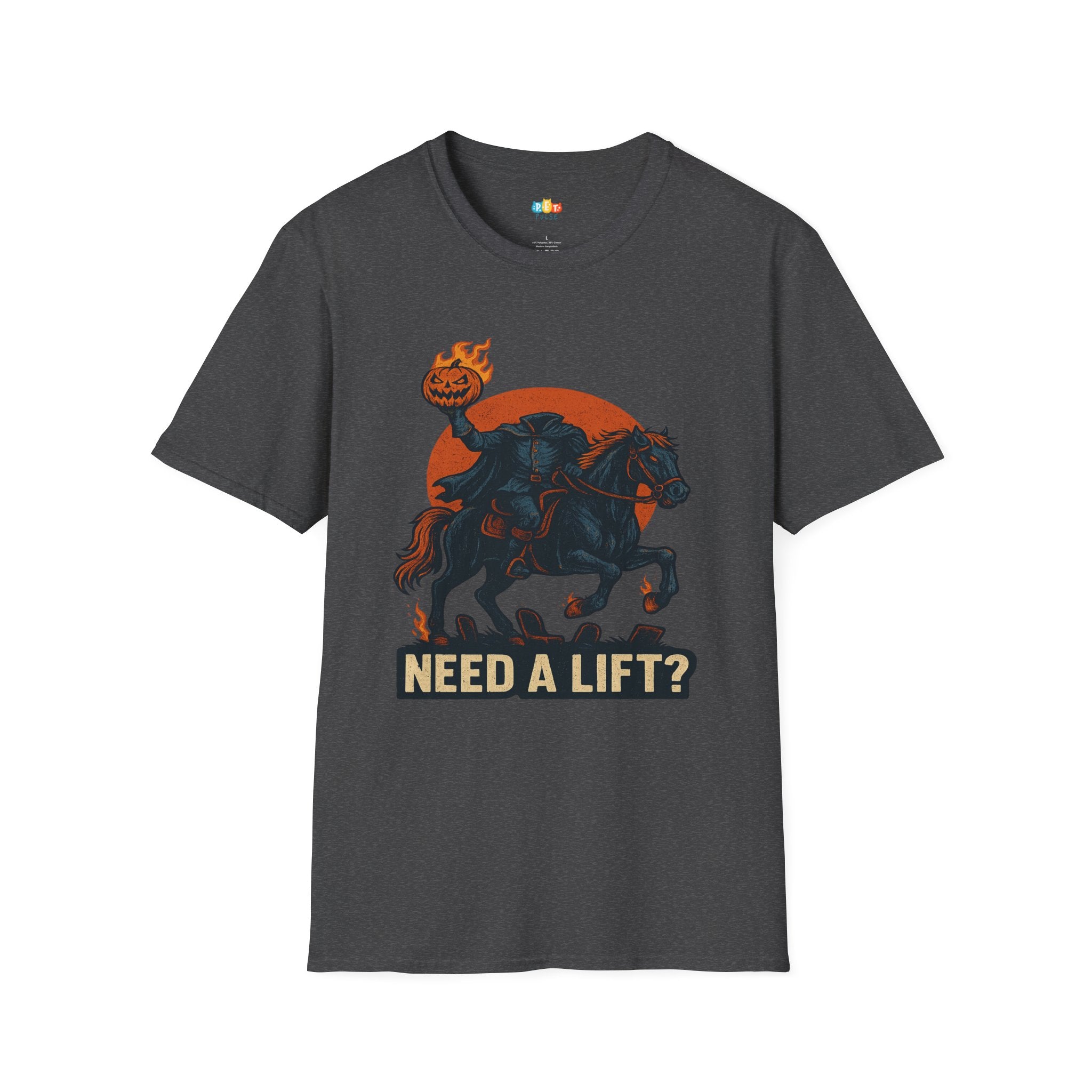 Need A Lift Halloween T-Shirt - Headless Horseman Uber Horror Comedy Gothic Spooky Fall Graphic Tee