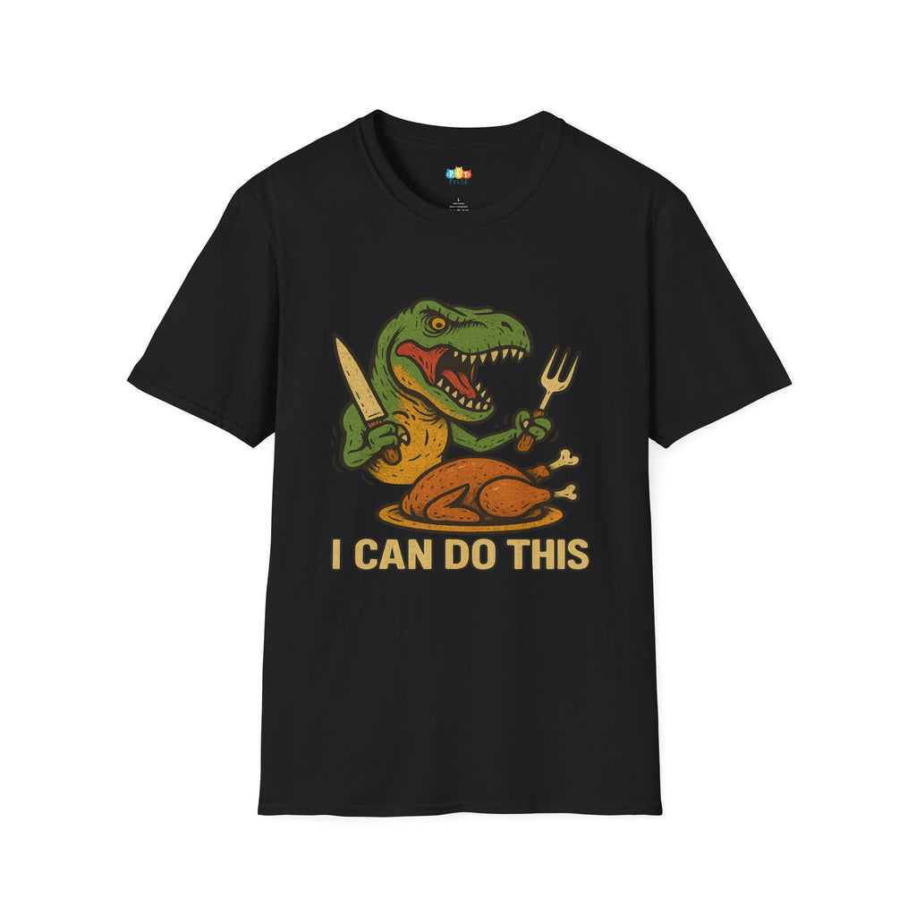 I Can Do This Dinosaur Thanksgiving T-Shirt - Funny T-Rex Turkey Day Motivation Prehistoric Holiday Dinner Tee