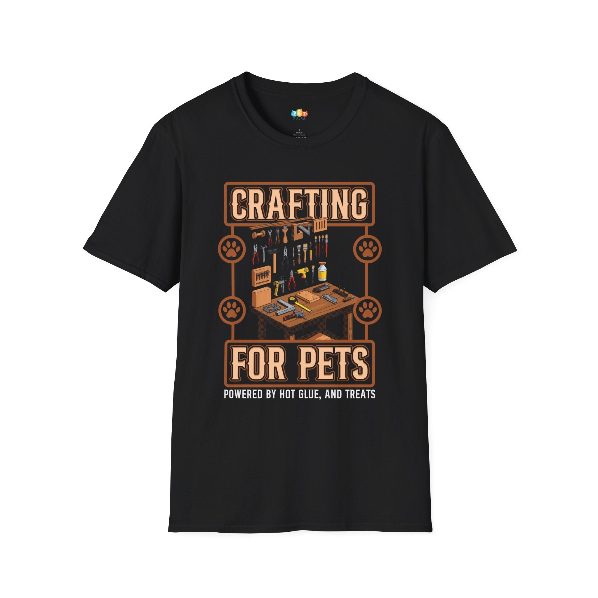 Crafting For Pets T-Shirt - Funny Pet DIY Crafter Gift Hot Glue And Treats Powered Humor Tee