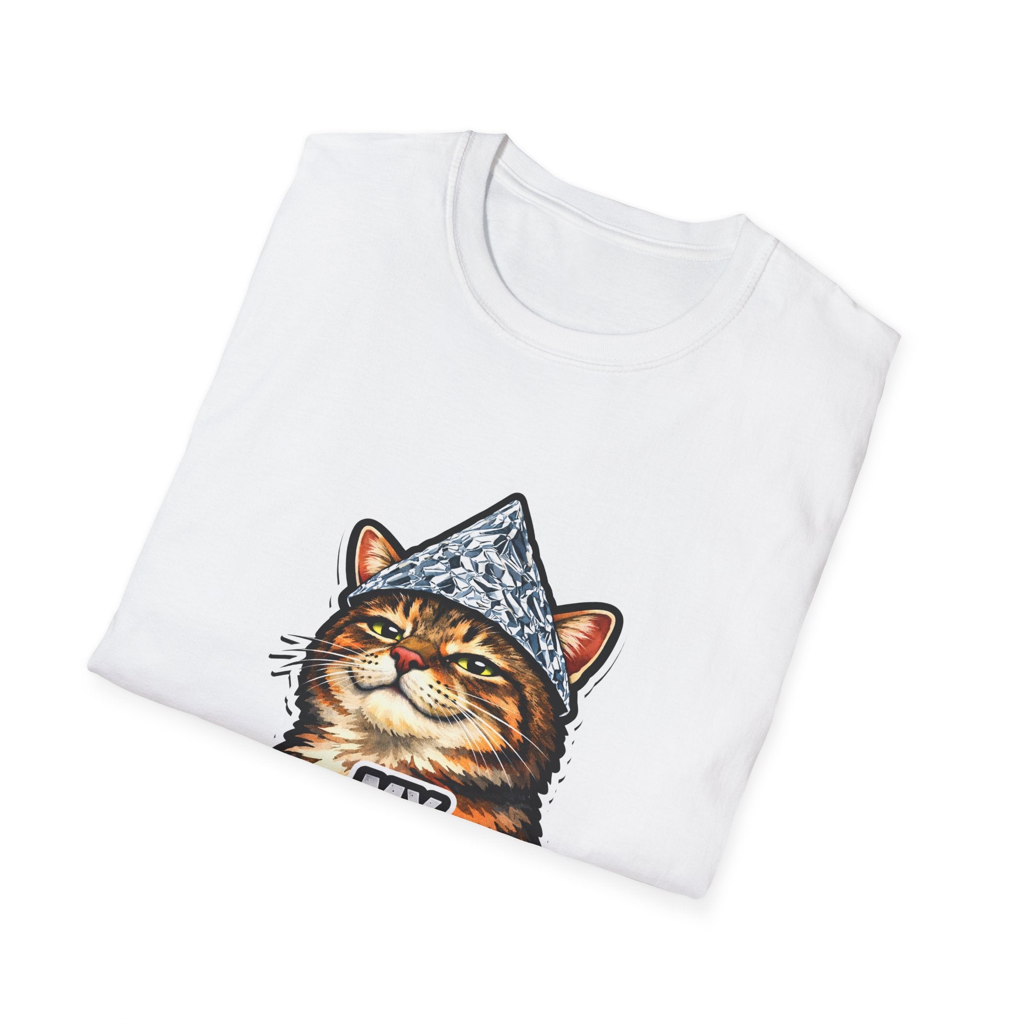 My Tin Foil Hat Works Funny Smug Conspiracy Cat T-Shirt | Cat-Spiracy Theorist Series | Pet-Spiracy Theorist Collection by PetPulse