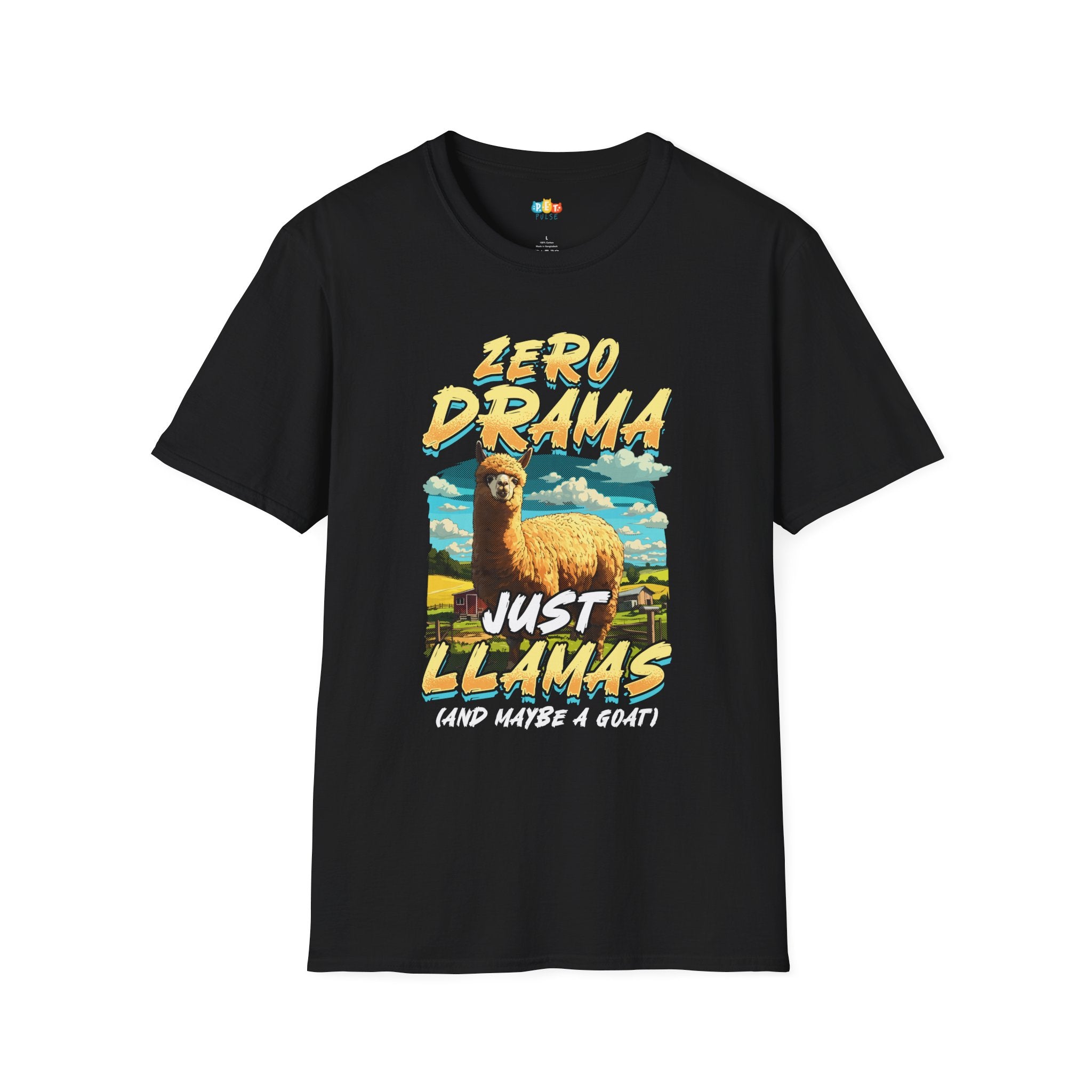 Zero Drama Just Llamas T-Shirt - Funny Farm Life Rural Country Living Llama Lover Alpaca Farmer Graphic Tee