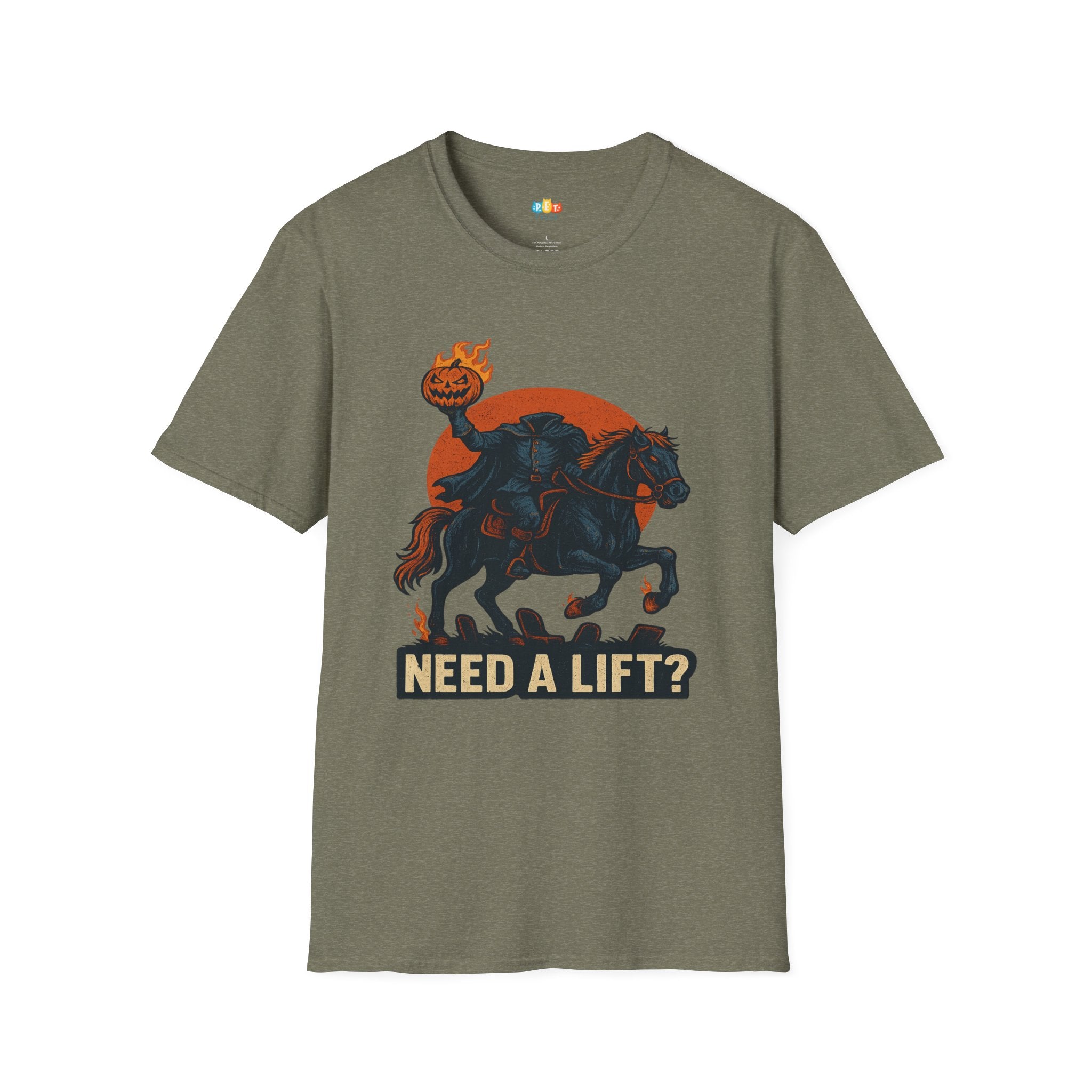 Need A Lift Halloween T-Shirt - Headless Horseman Uber Horror Comedy Gothic Spooky Fall Graphic Tee