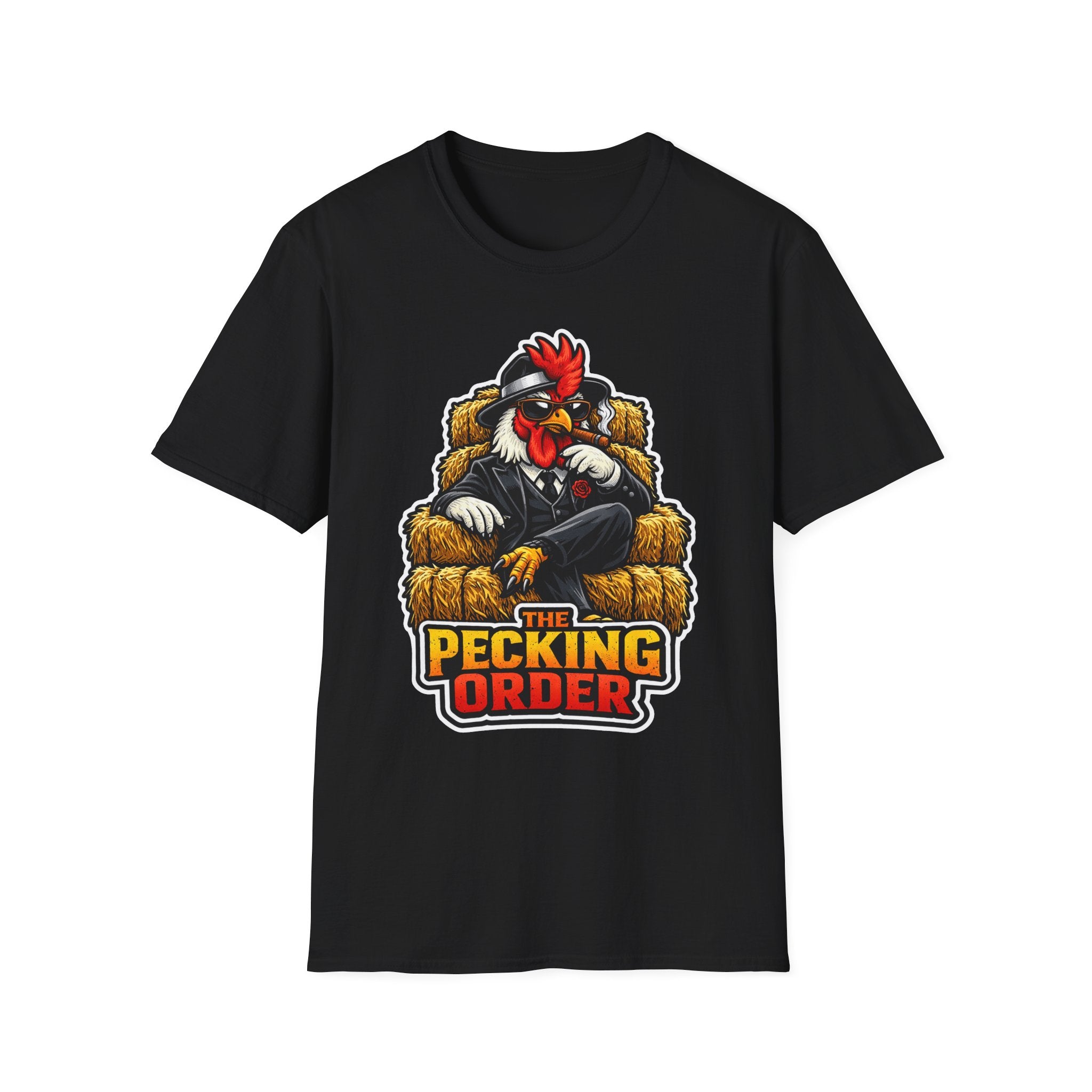 The Pecking Order Funny Boss Rooster T-Shirt | Hay Bale Throne Chicken Graphic Tee for Chicken Owners | PetPulse