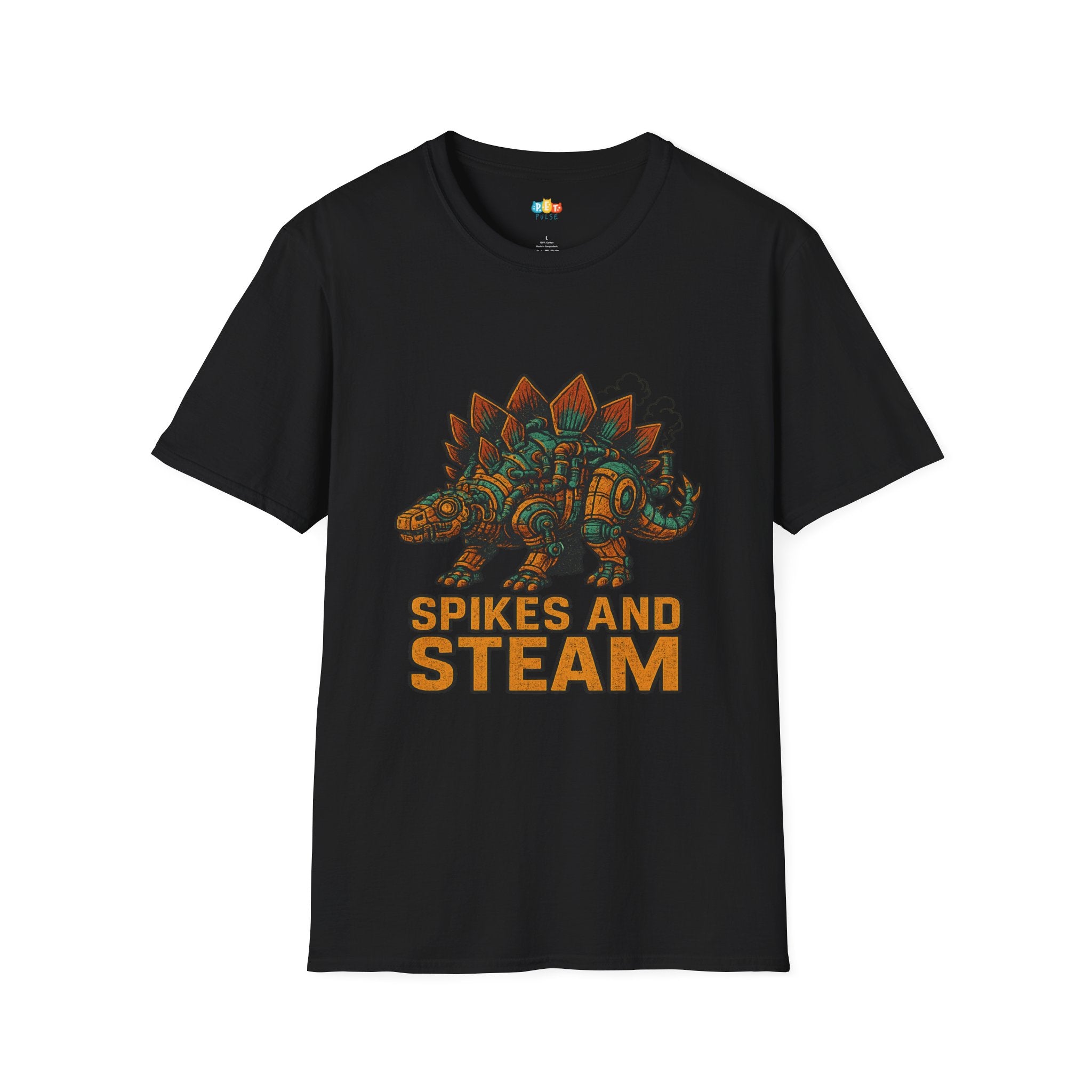 Spikes and Steam Steampunk Stegosaurus T-Shirt - Funny Mechanical Dinosaur Victorian Industrial Graphic Tee