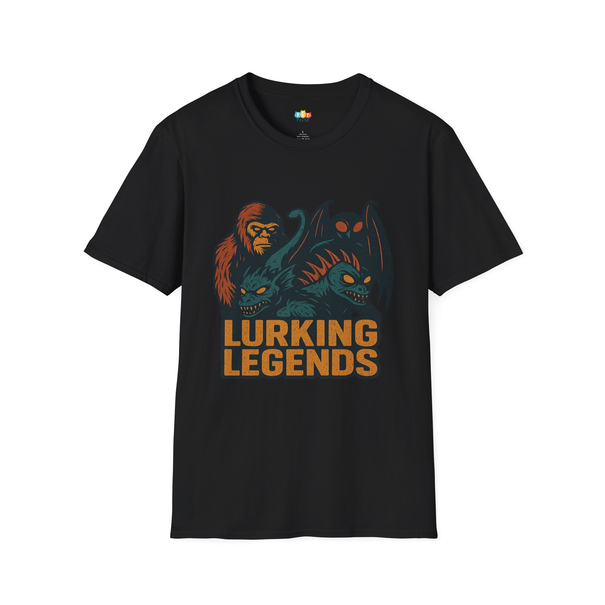Lurking Legends T-Shirt - Funny Cryptid Squad Bigfoot Mothman Chupacabra Nessie Hidden Creatures Tee