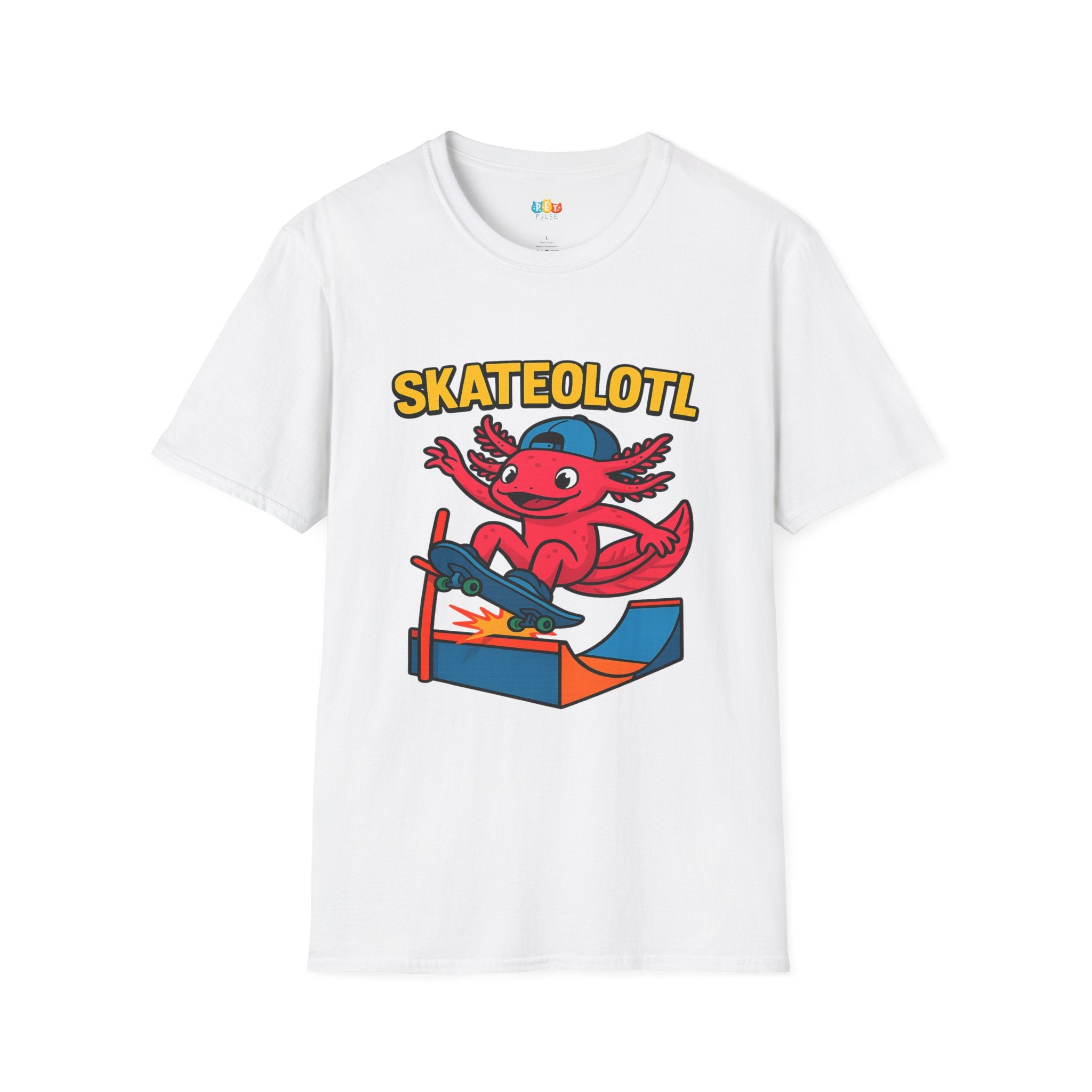 Skateolotl Rad Axolotl Skateboard T-Shirt - Funny Animal Pun Skater Cool Street Style Skateboarding Tee