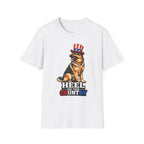 Heel For Your Country Funny Uncle Sam German Shepherd T-Shirt | Patriotic GSD Obedience Top Hat Graphic Tee | Uncle Sam Pups